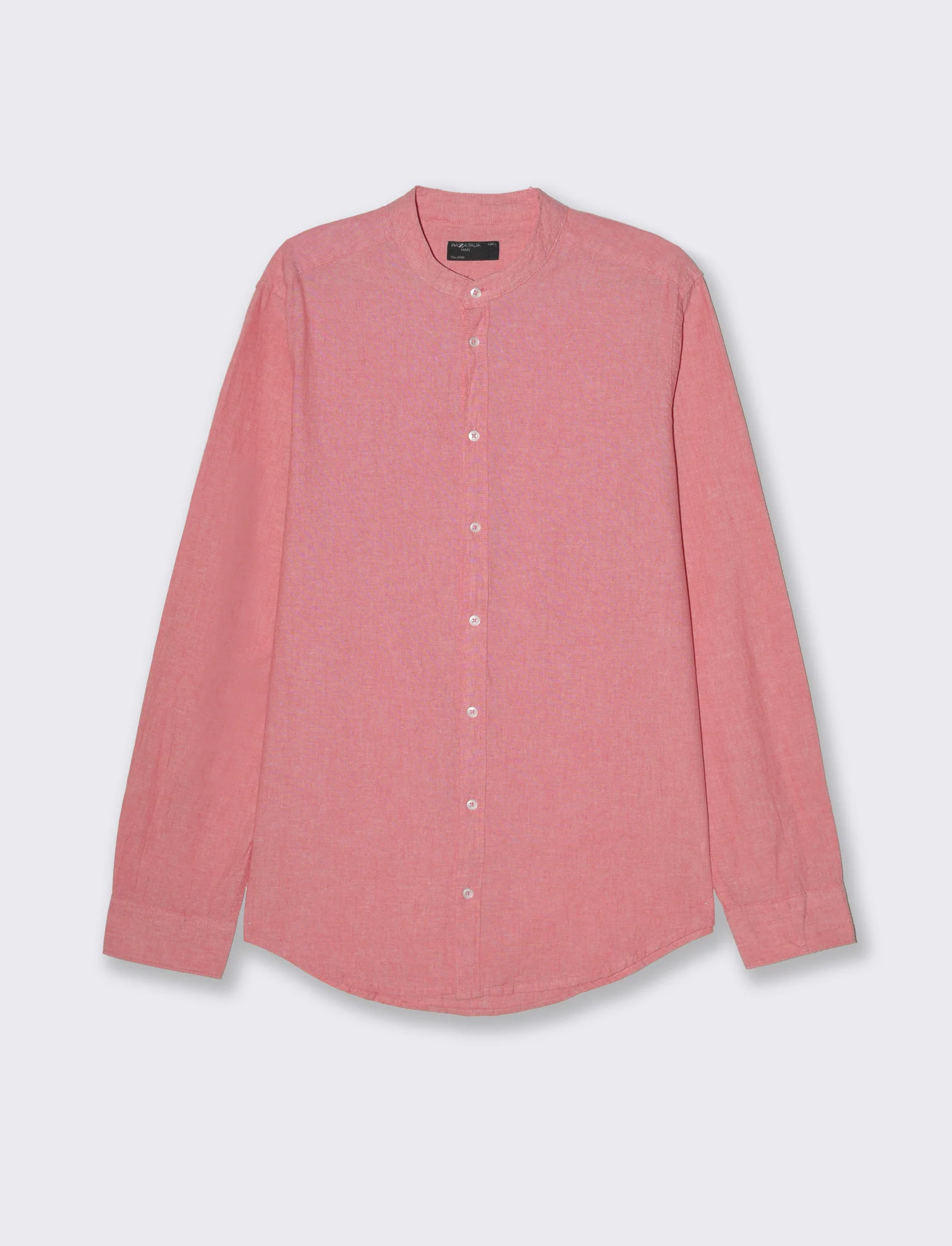Camicia misto lino effetto melange da uomo - Corallo - Image 4