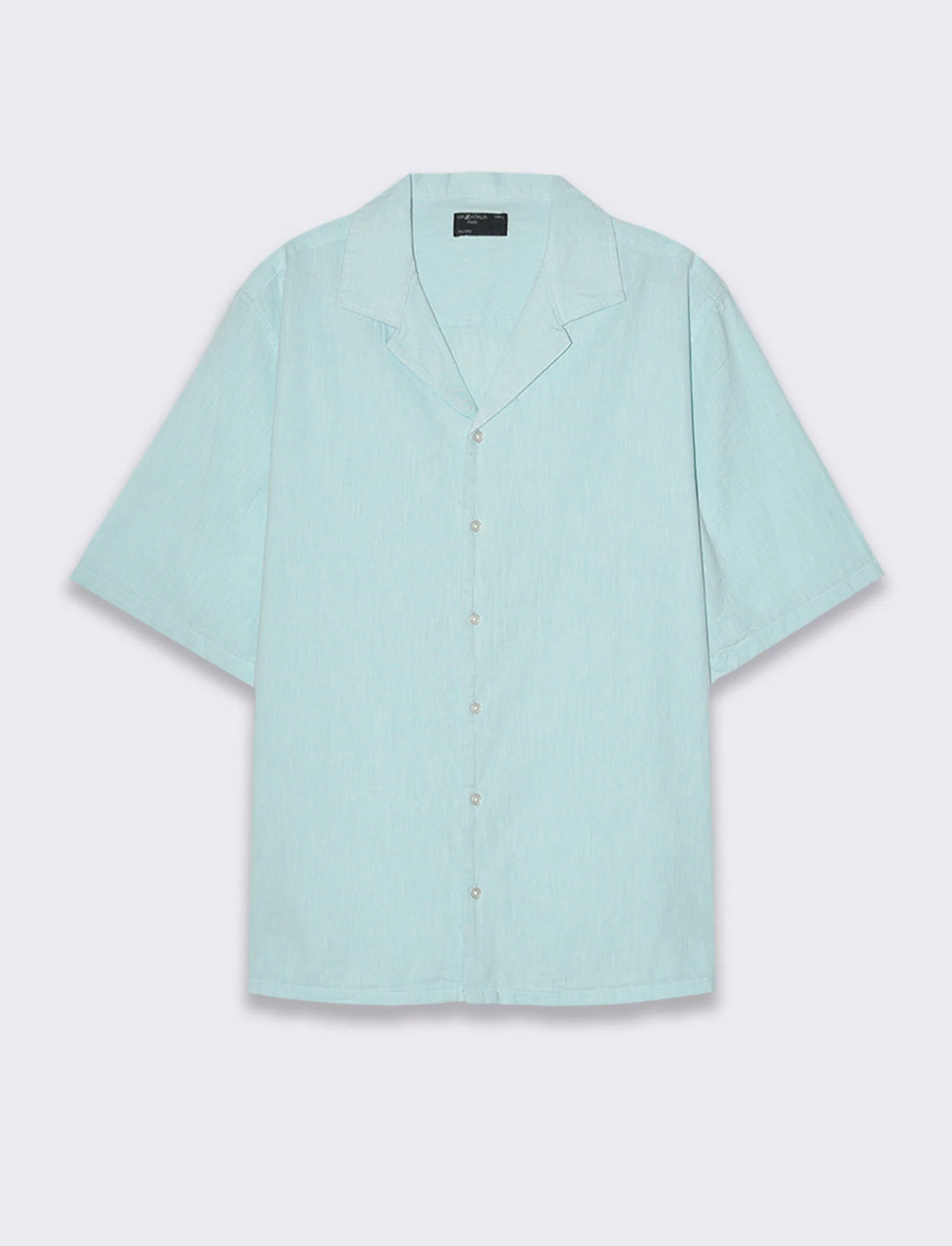 Camicia misto lino effetto melange da uomo - Verde acqua