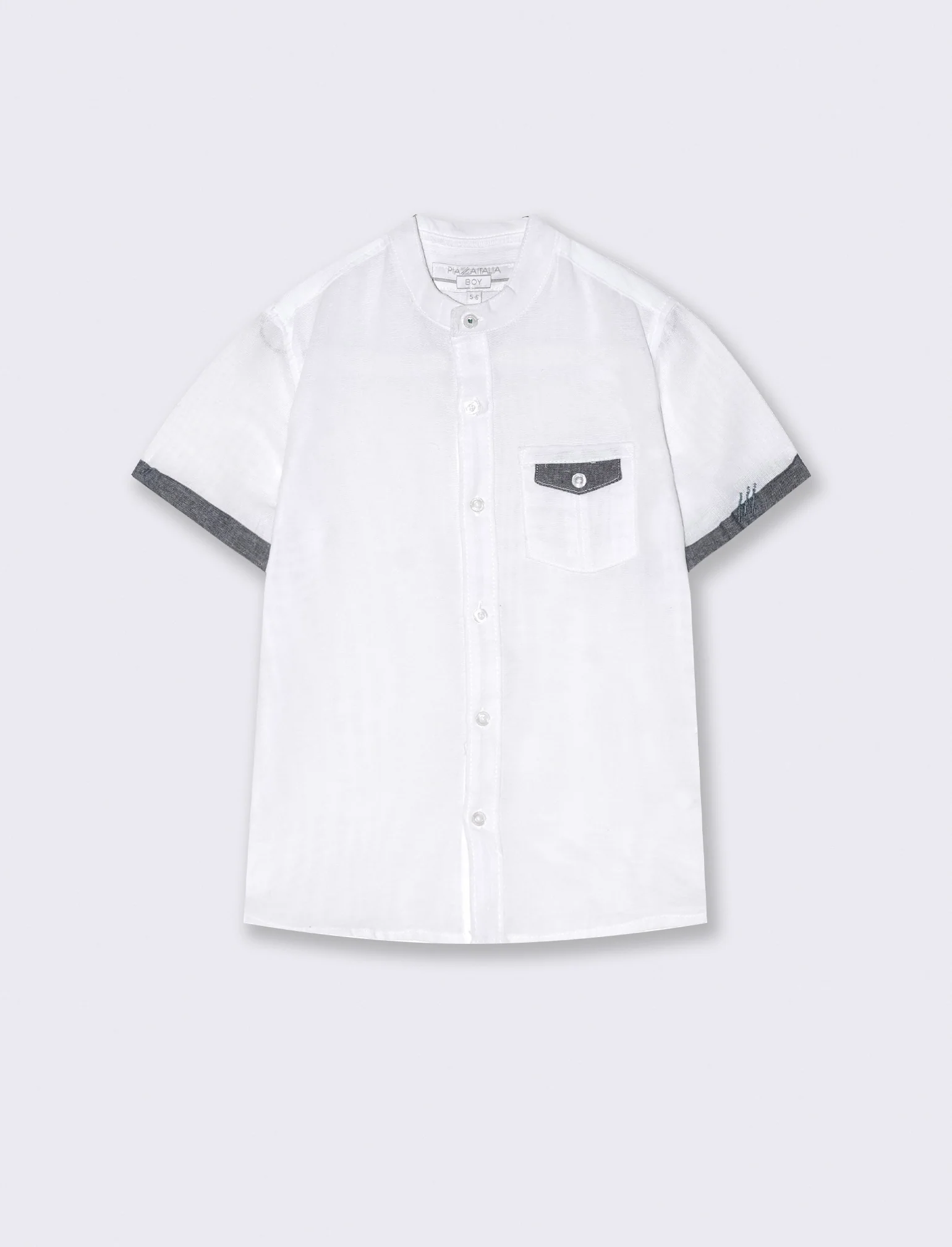 Camicia misto lino mezza manica da bambino - Bianco