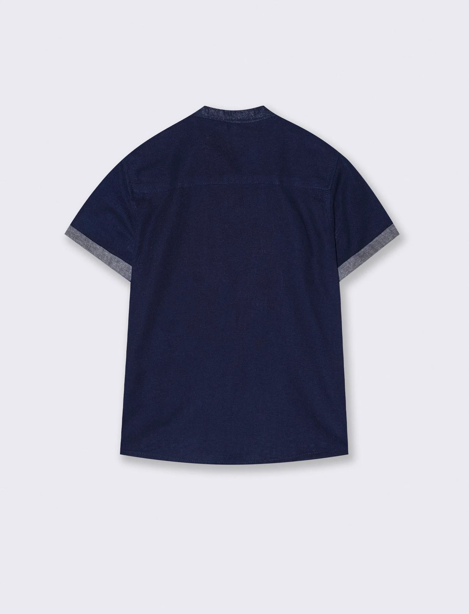 Camicia misto lino mezza manica da bambino - Blu - Image 2