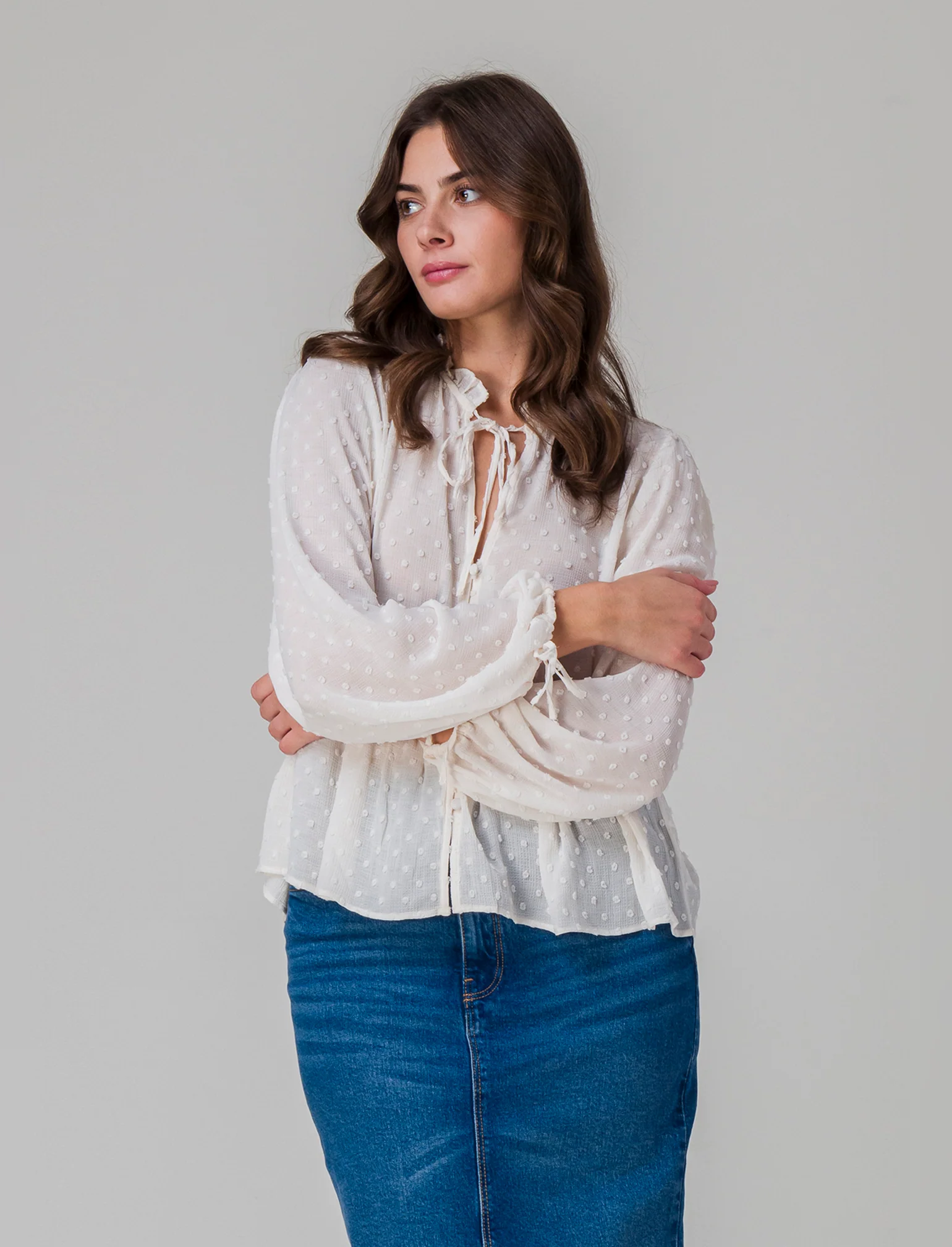 Camicia modello blusa da donna - Avorio - Image 3