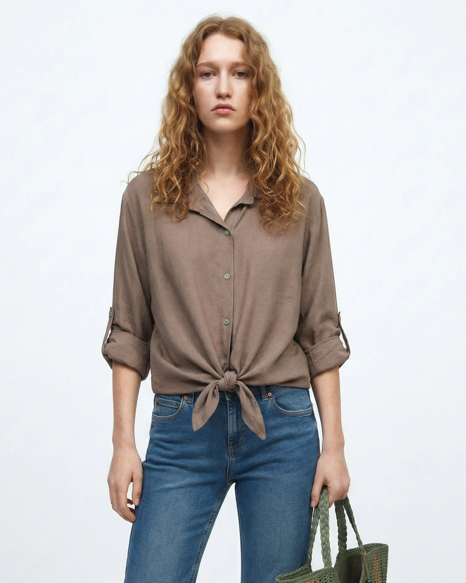 Camicia morbida a tre quarti - Grigio fango - Image 3