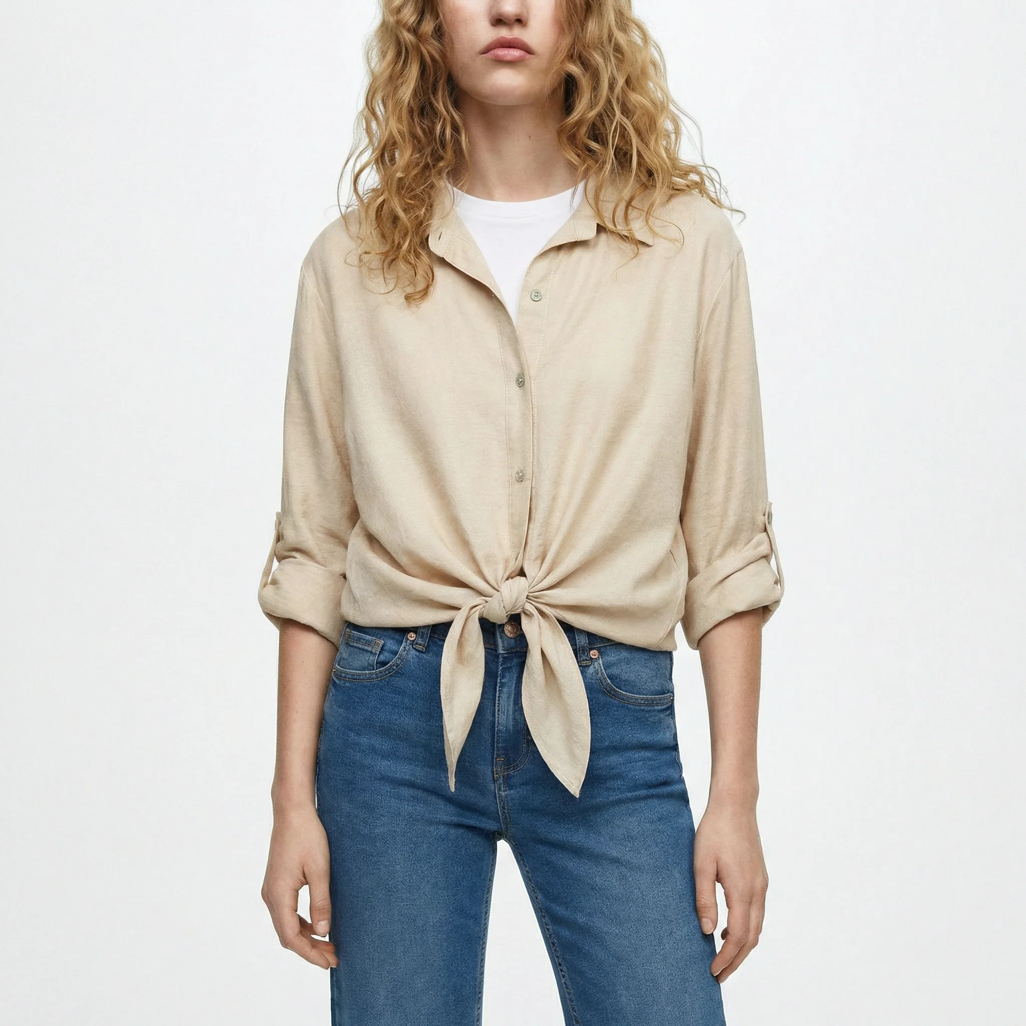 Camicia morbida a tre quarti - Sabbia - Image 3