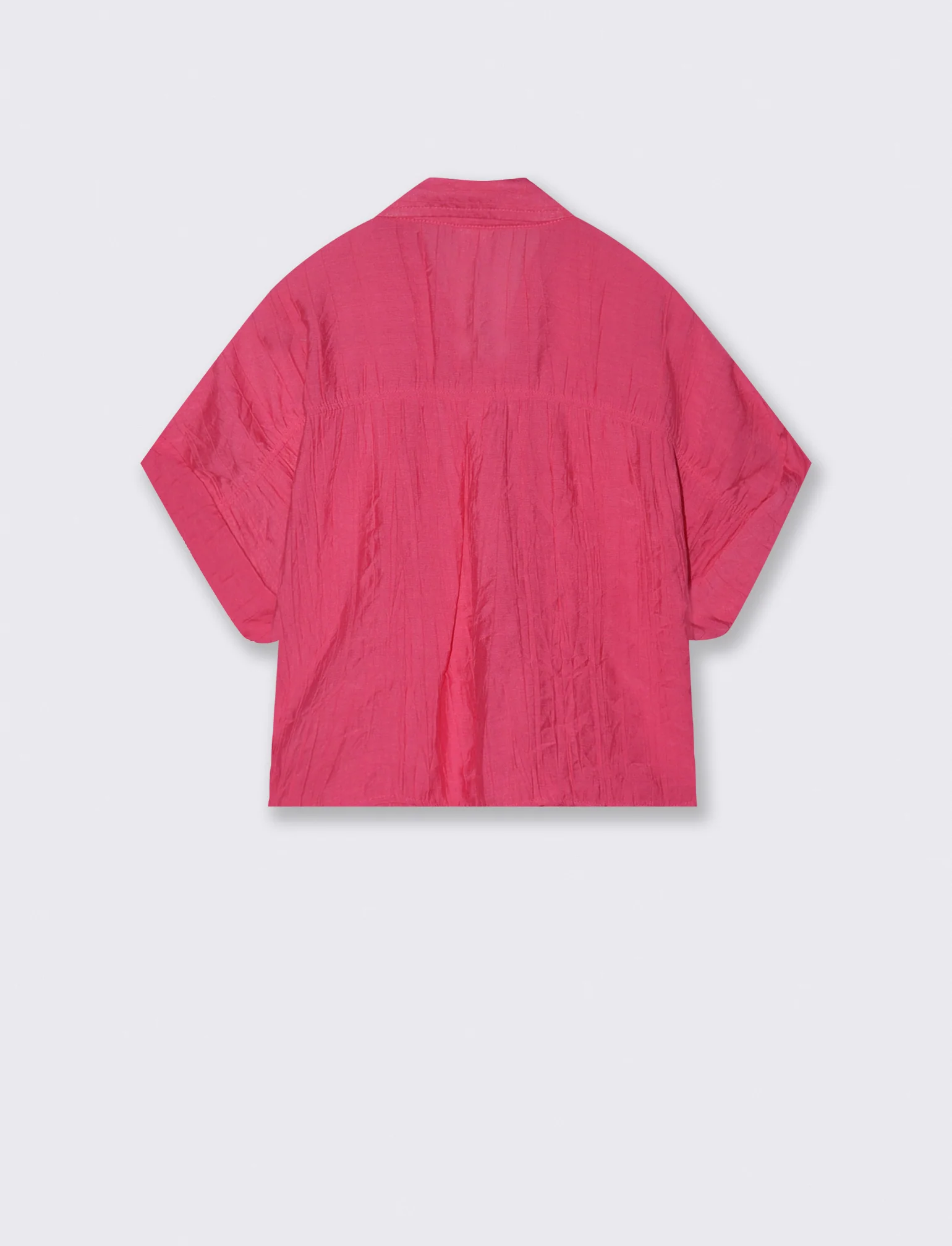 Camicia over annodata in tessuto goffrato - Fuxia - Image 2