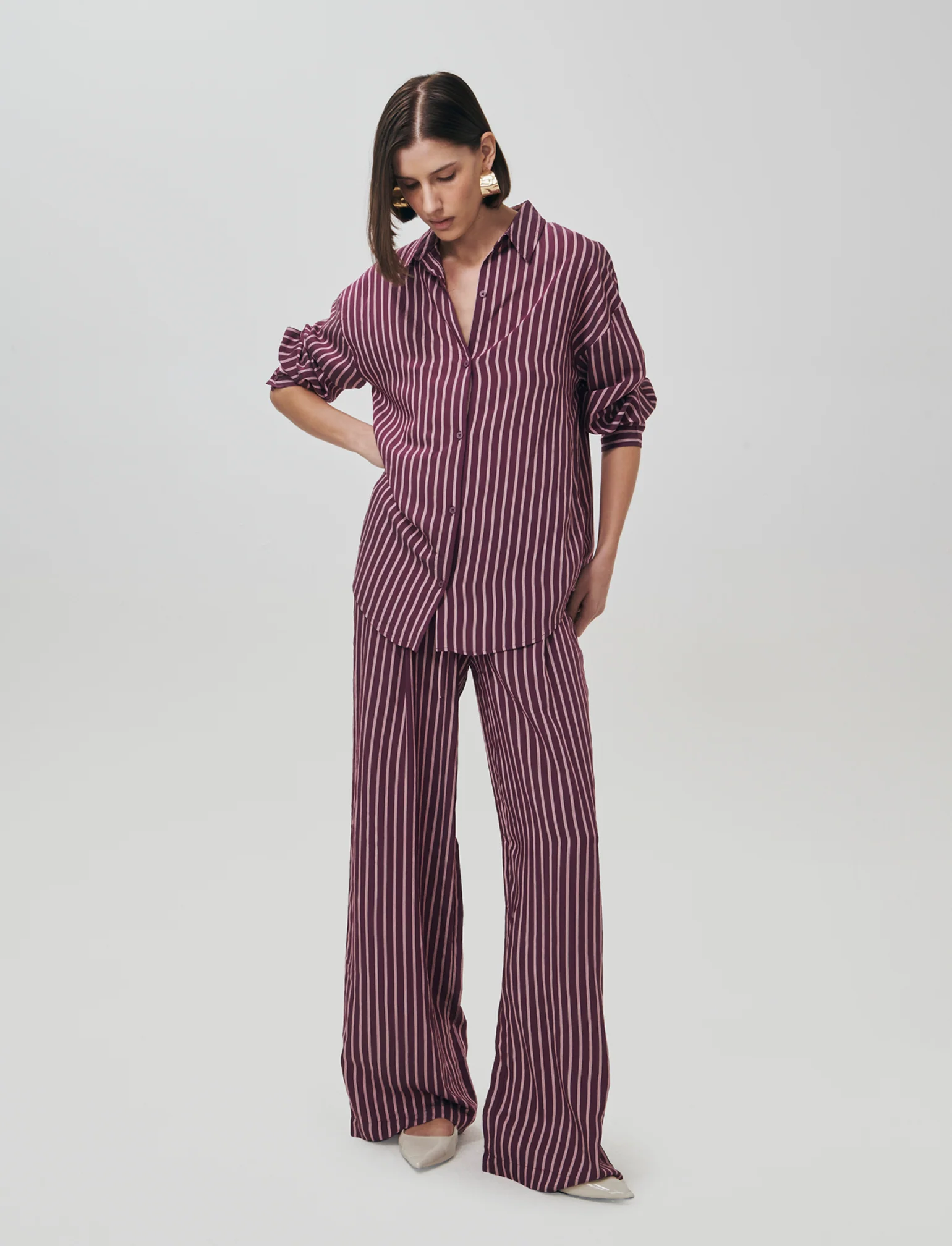 Camicia Oversize a Righe Verticali Women - var 2