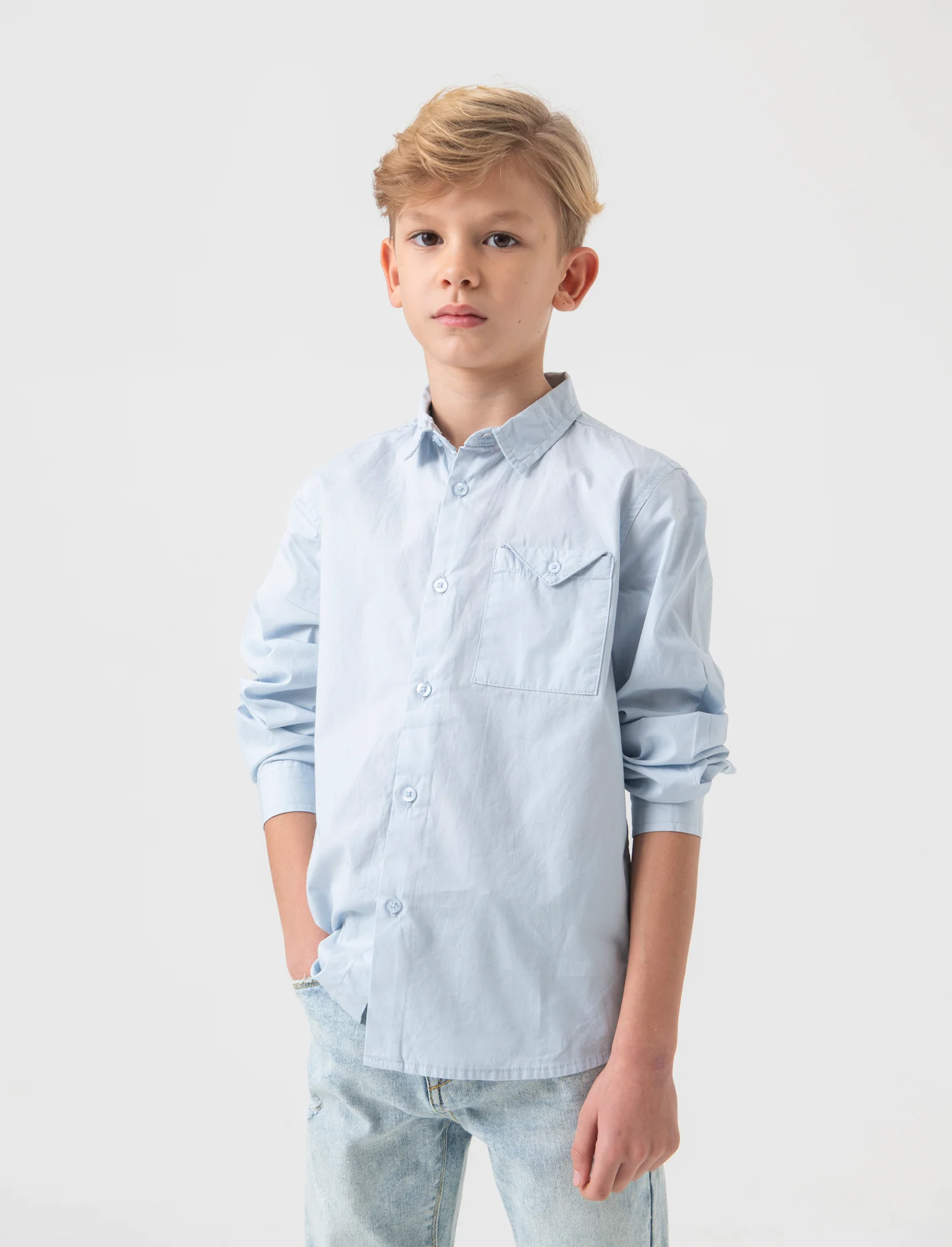 Camicia oxford da bambino - Azzurro cielo - Image 2