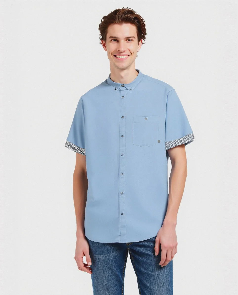Camicia oxford regular fit da uomo - Celeste