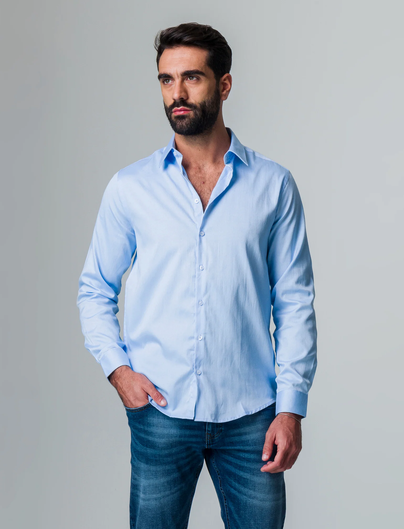 Camicia oxford regular fit da uomo - Celeste - Image 3
