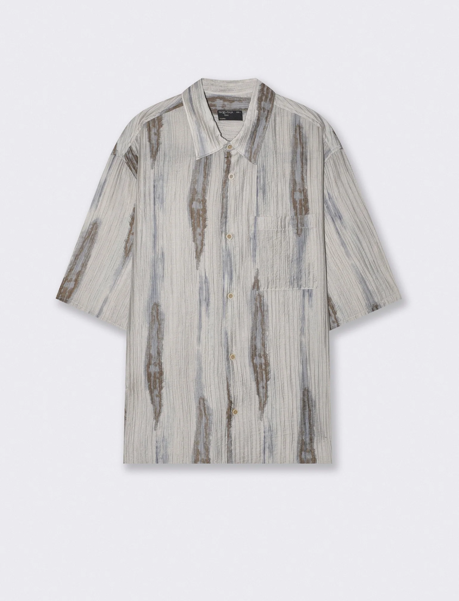 Camicia plissettata con stampa astratta - Grigio - Image 2