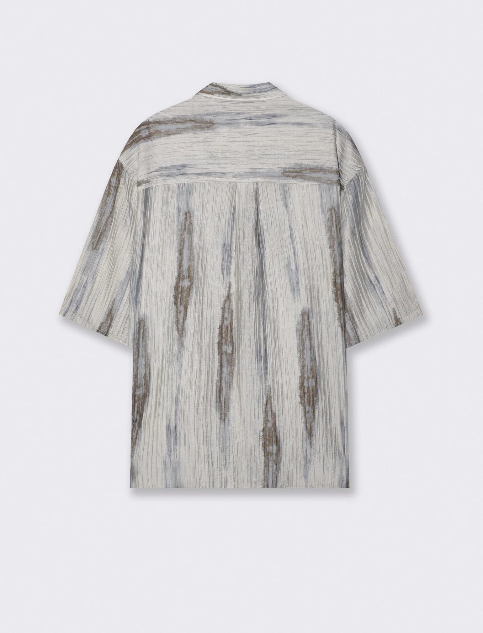 Camicia plissettata con stampa astratta - Grigio - Image 3