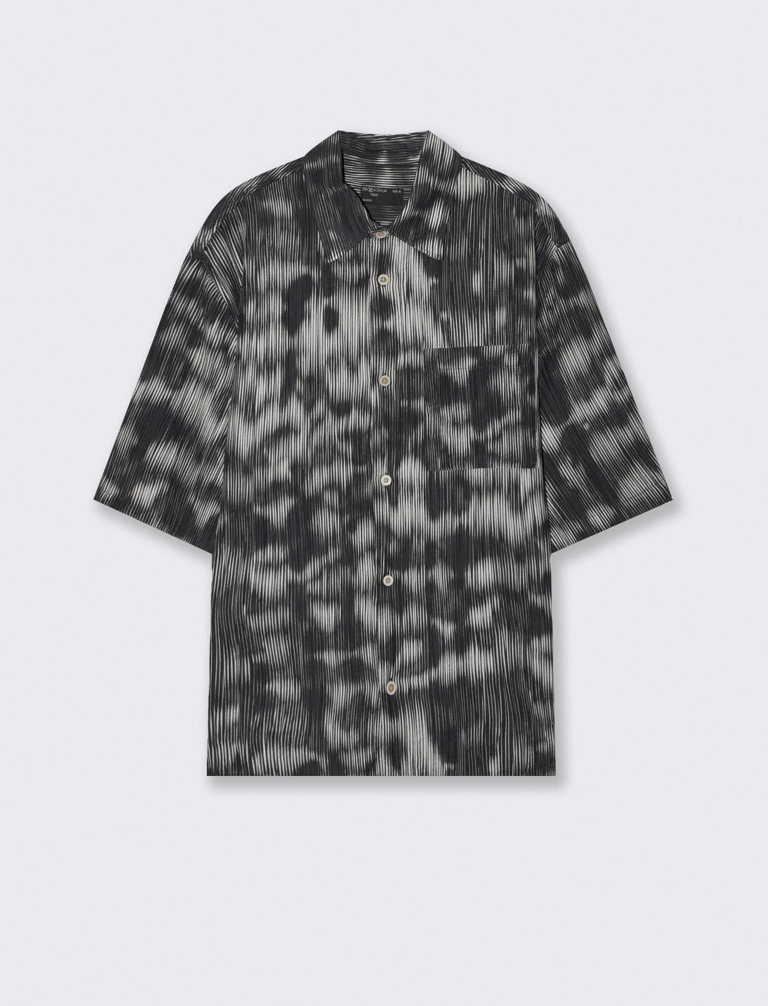 Camicia plissettata con stampa astratta - Nero