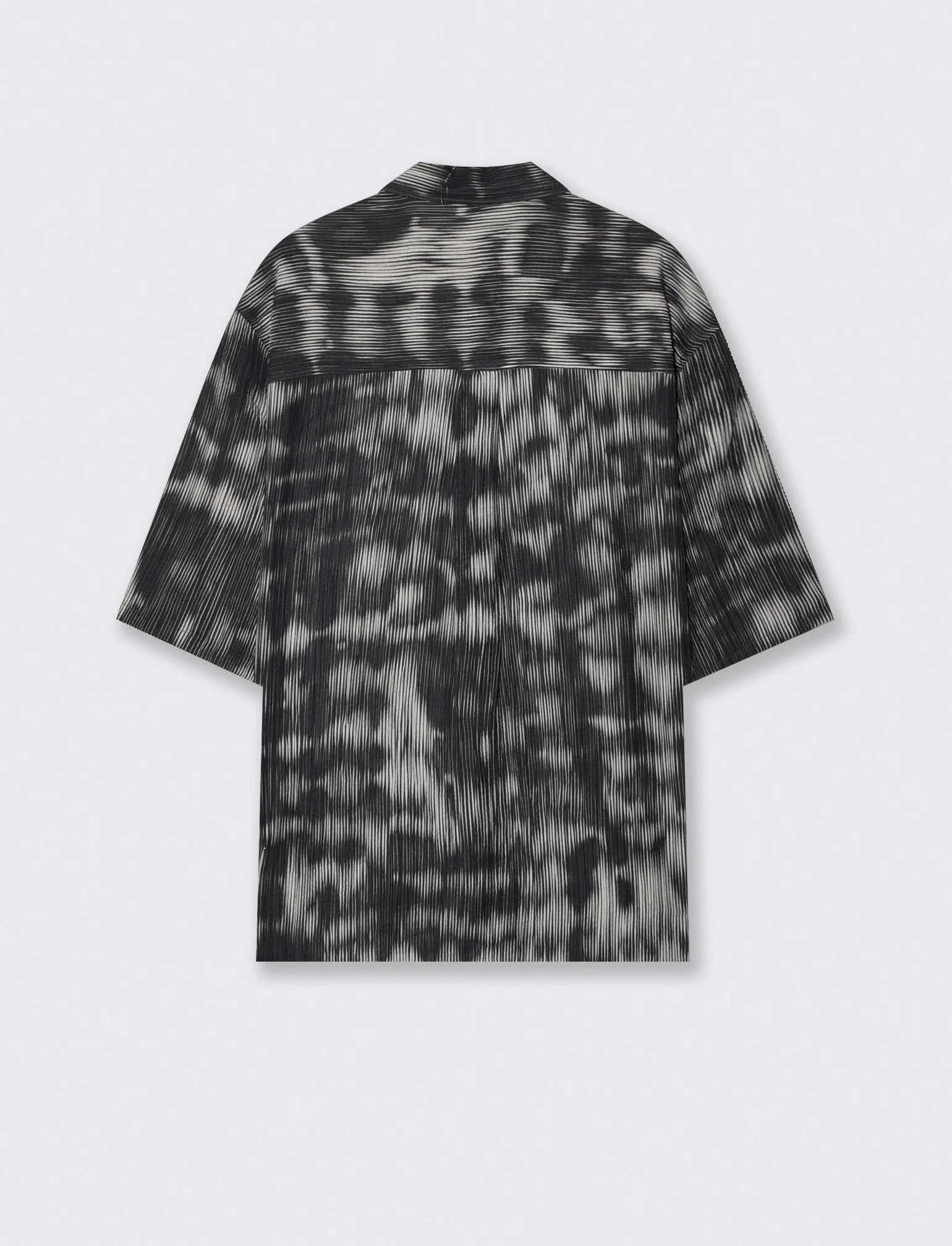 Camicia plissettata con stampa astratta - Nero - Image 2