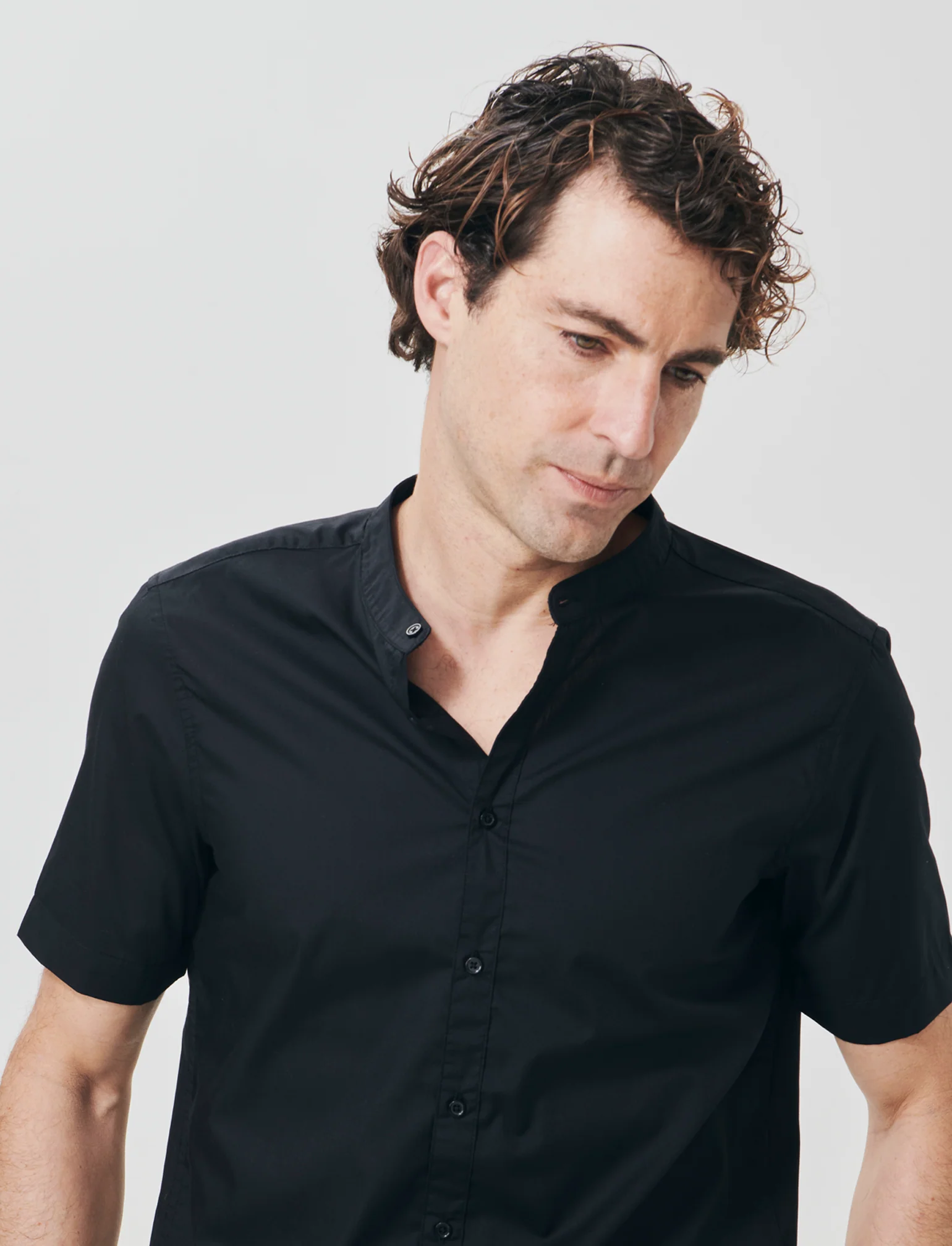 Camicia Regular Fit Easy Iron Collo Coreano - Nero - Image 3