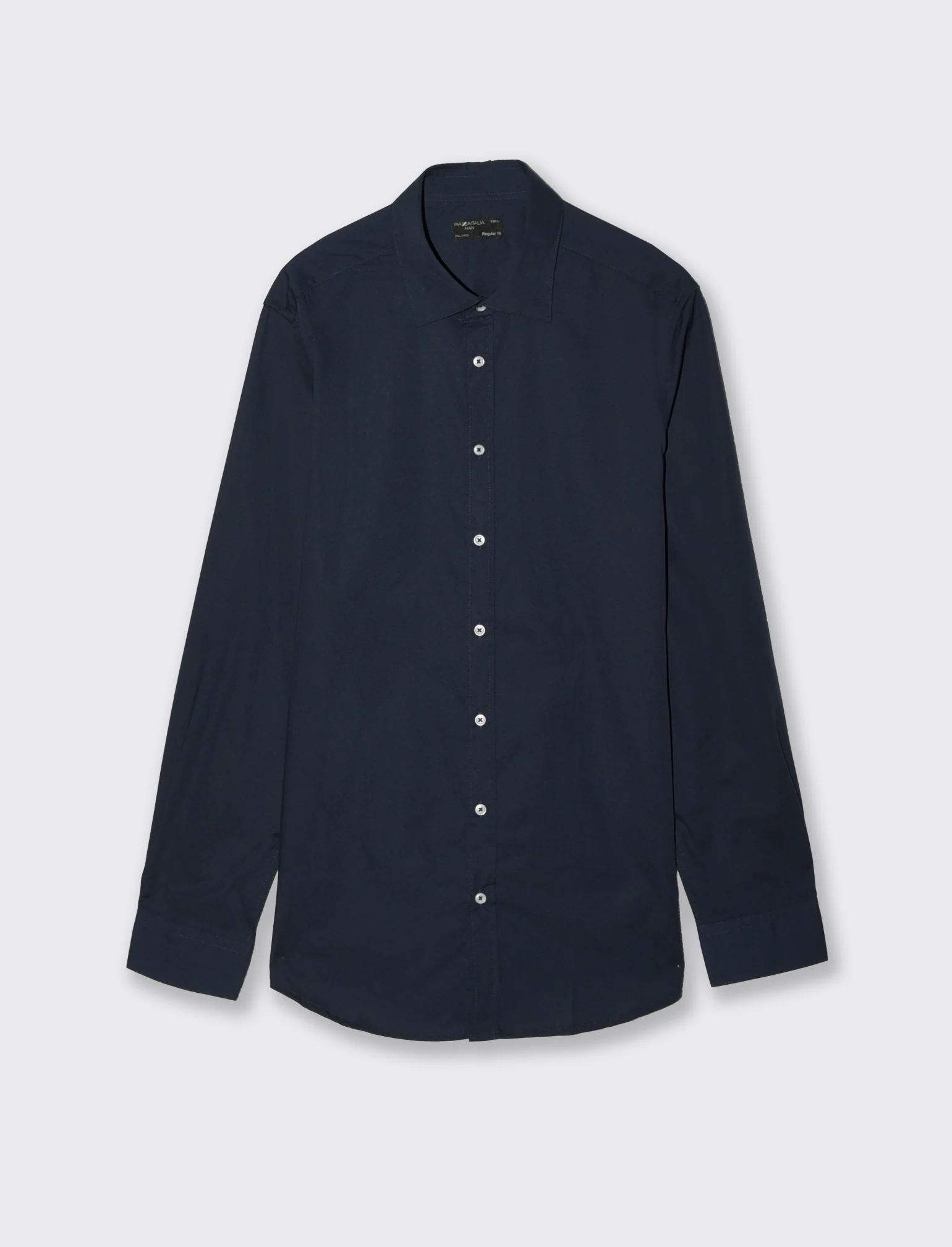 Camicia Regular Fit Easy Iron Collo Francese - Blu