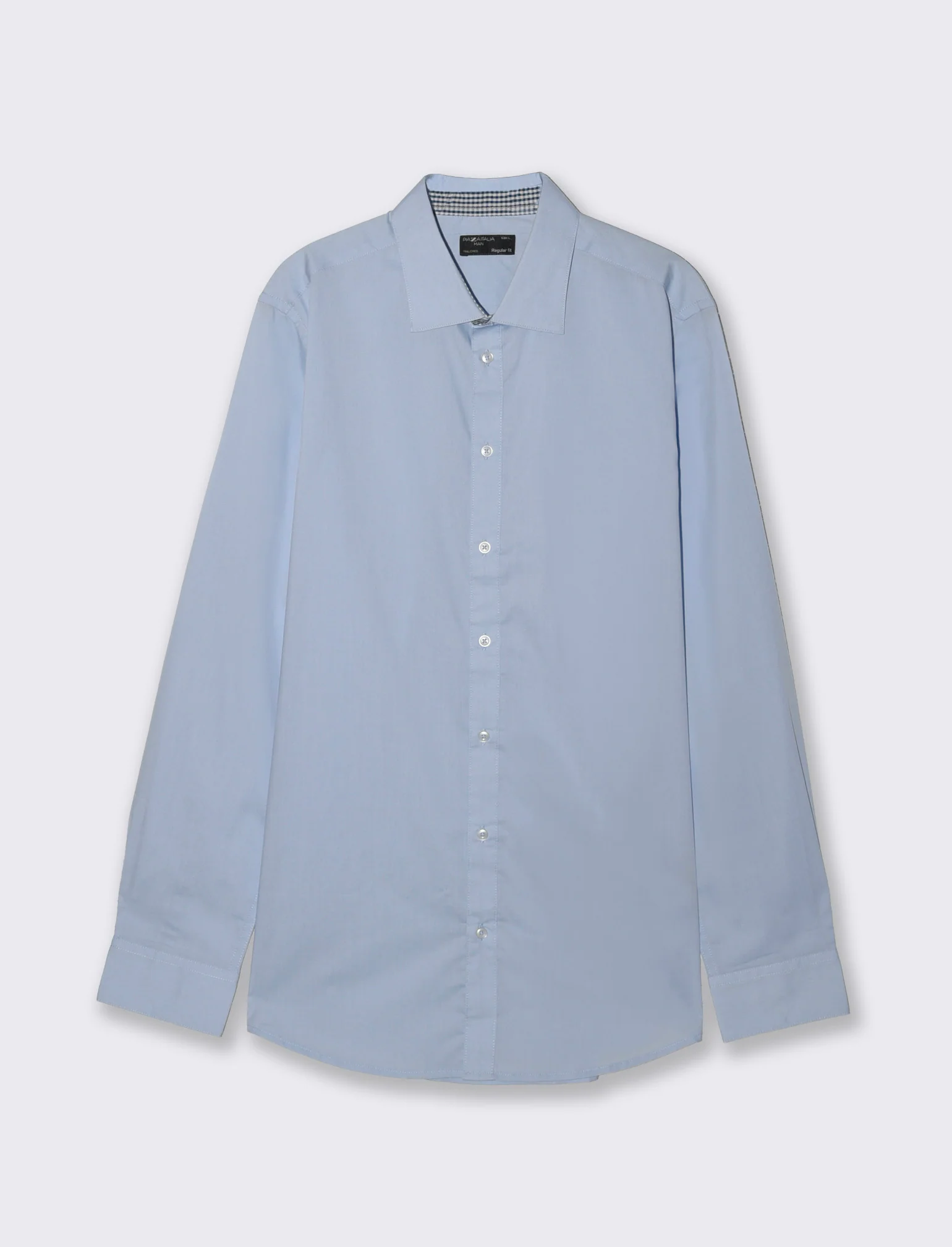 Camicia Regular Fit Easy Iron Unita e Fantasia - Celeste