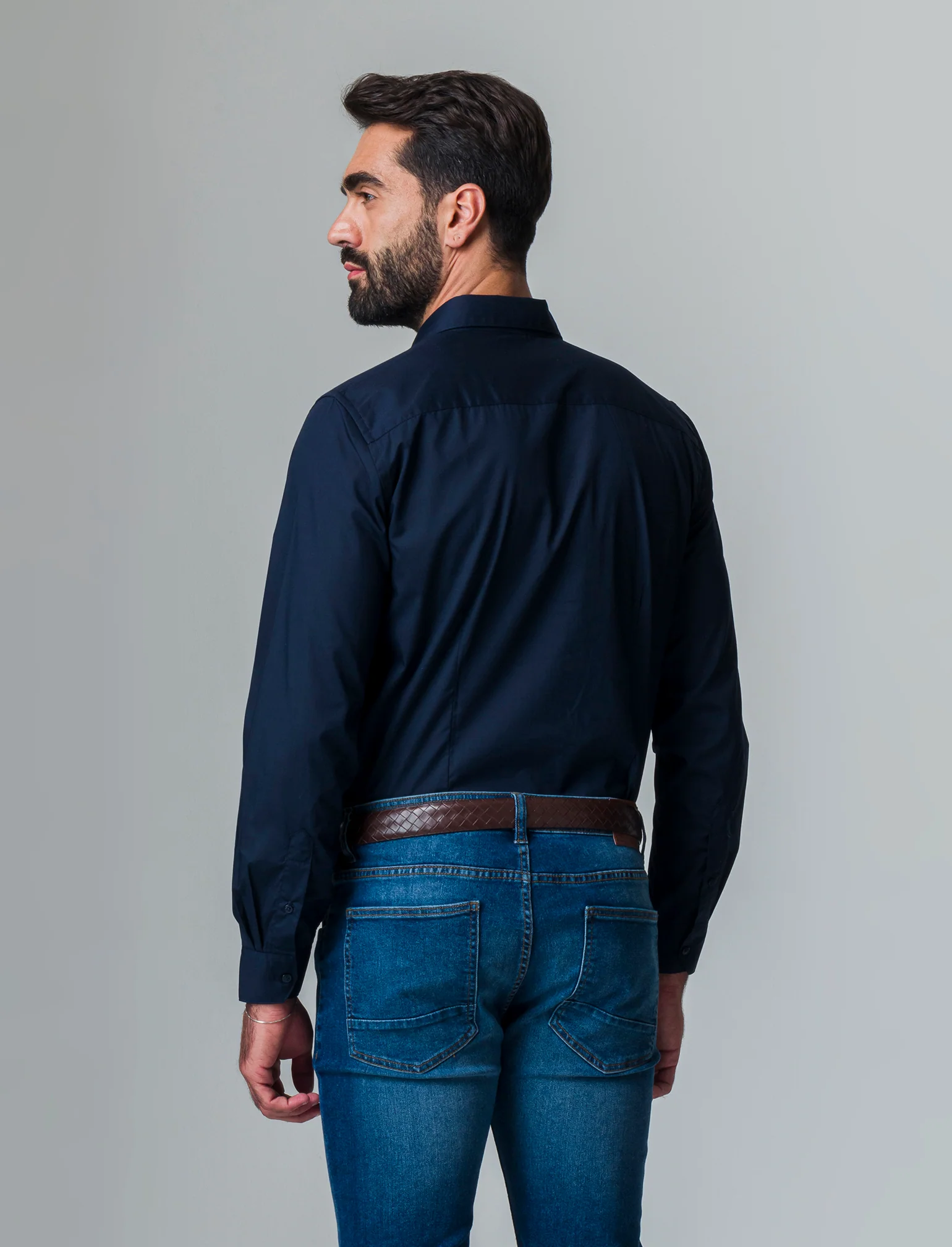 Camicia regular fit easy iron unita ed a fantasia da uomo - Blu
