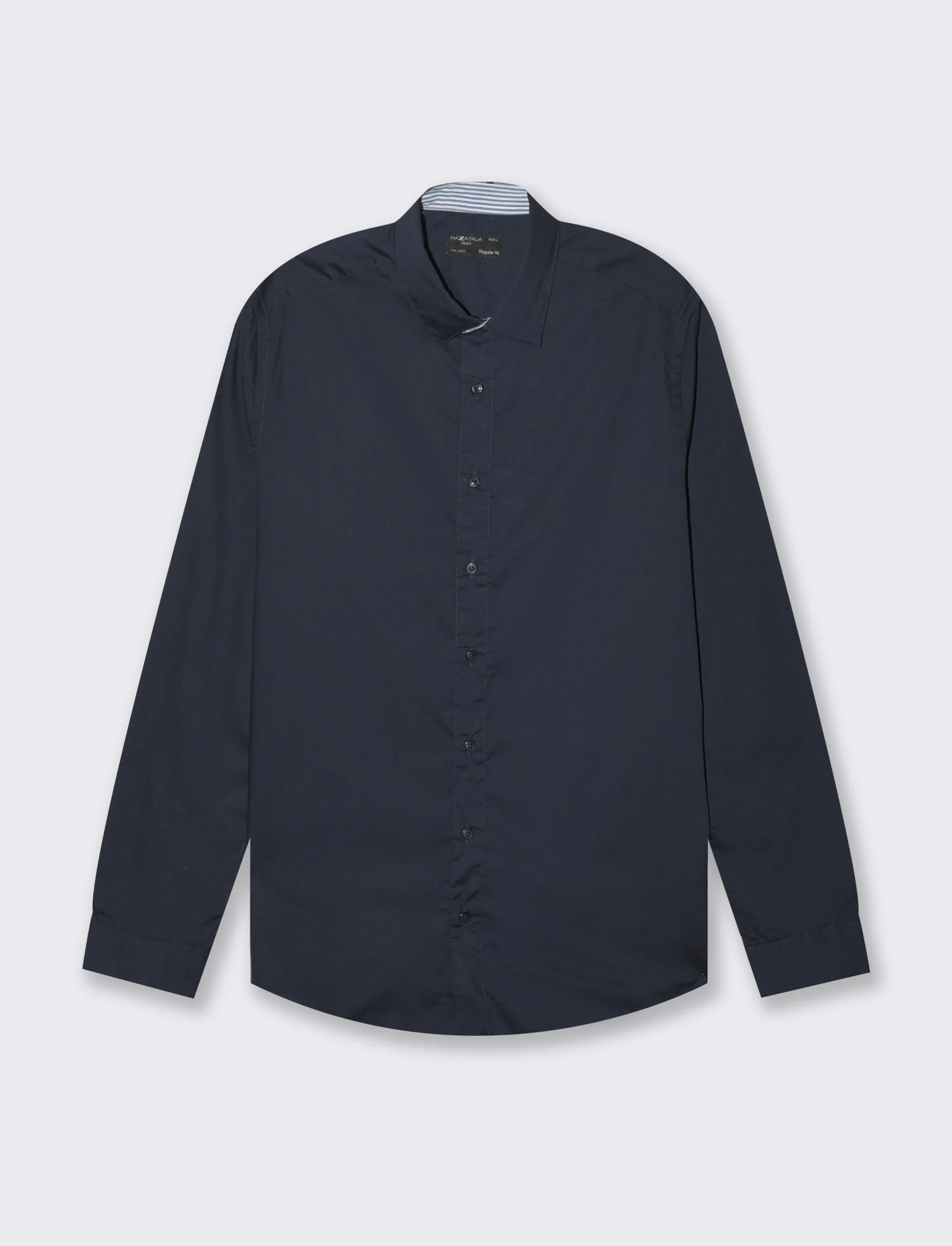 Camicia regular fit easy iron unita ed a fantasia da uomo - Blu - Image 4