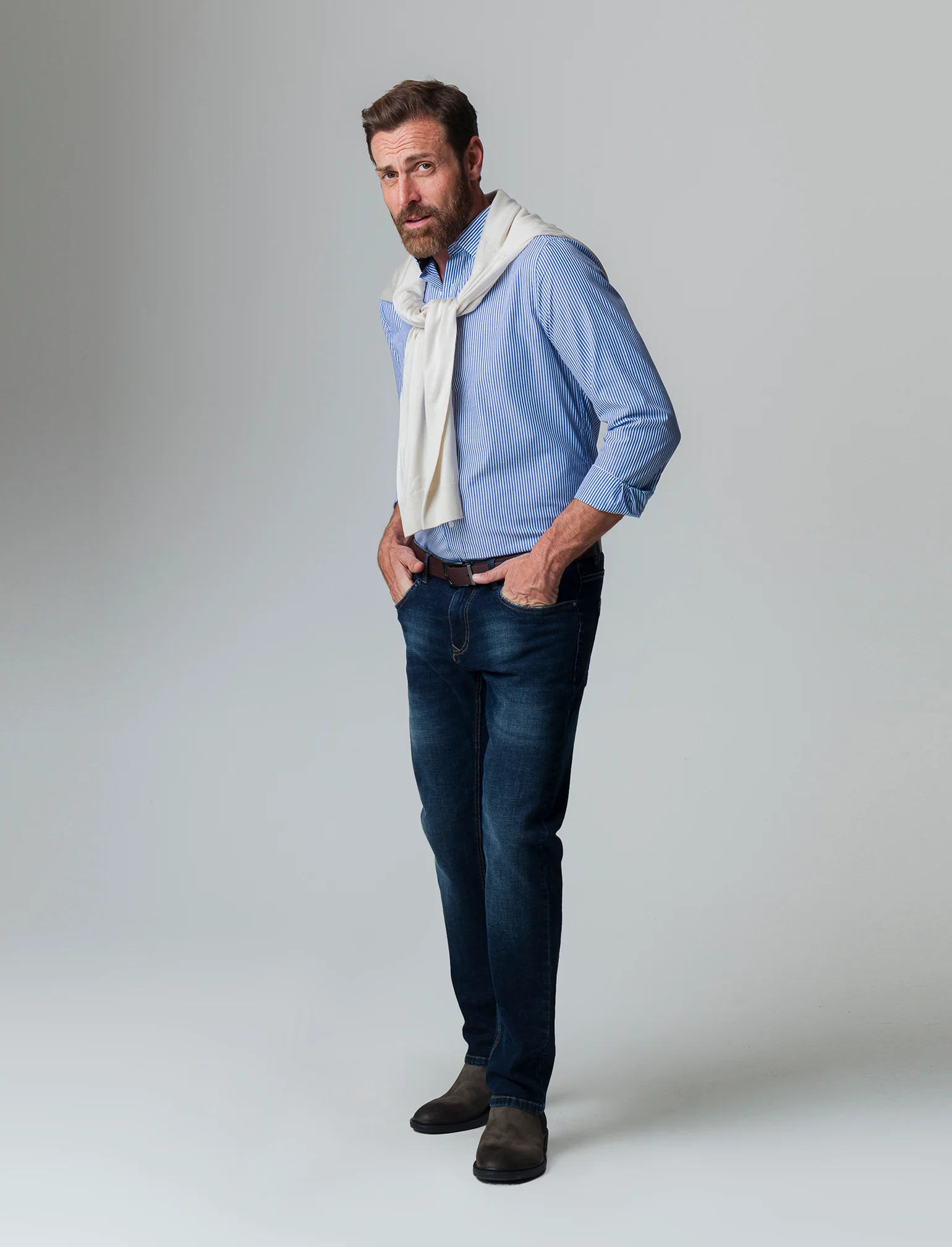 Camicia regular fit easy iron unita ed a fantasia da uomo - Bluette - Image 2