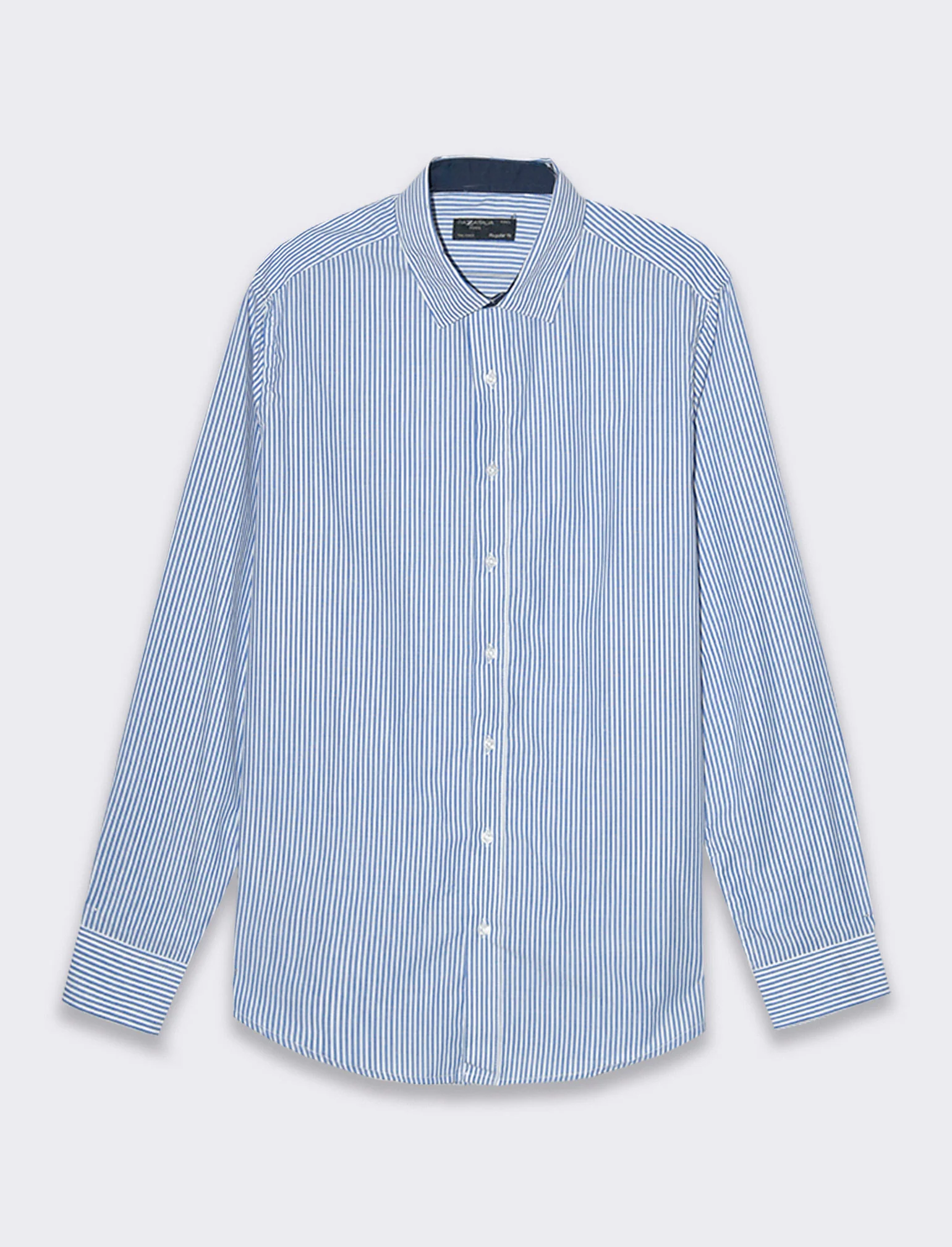Camicia regular fit easy iron unita ed a fantasia da uomo - Bluette - Image 4