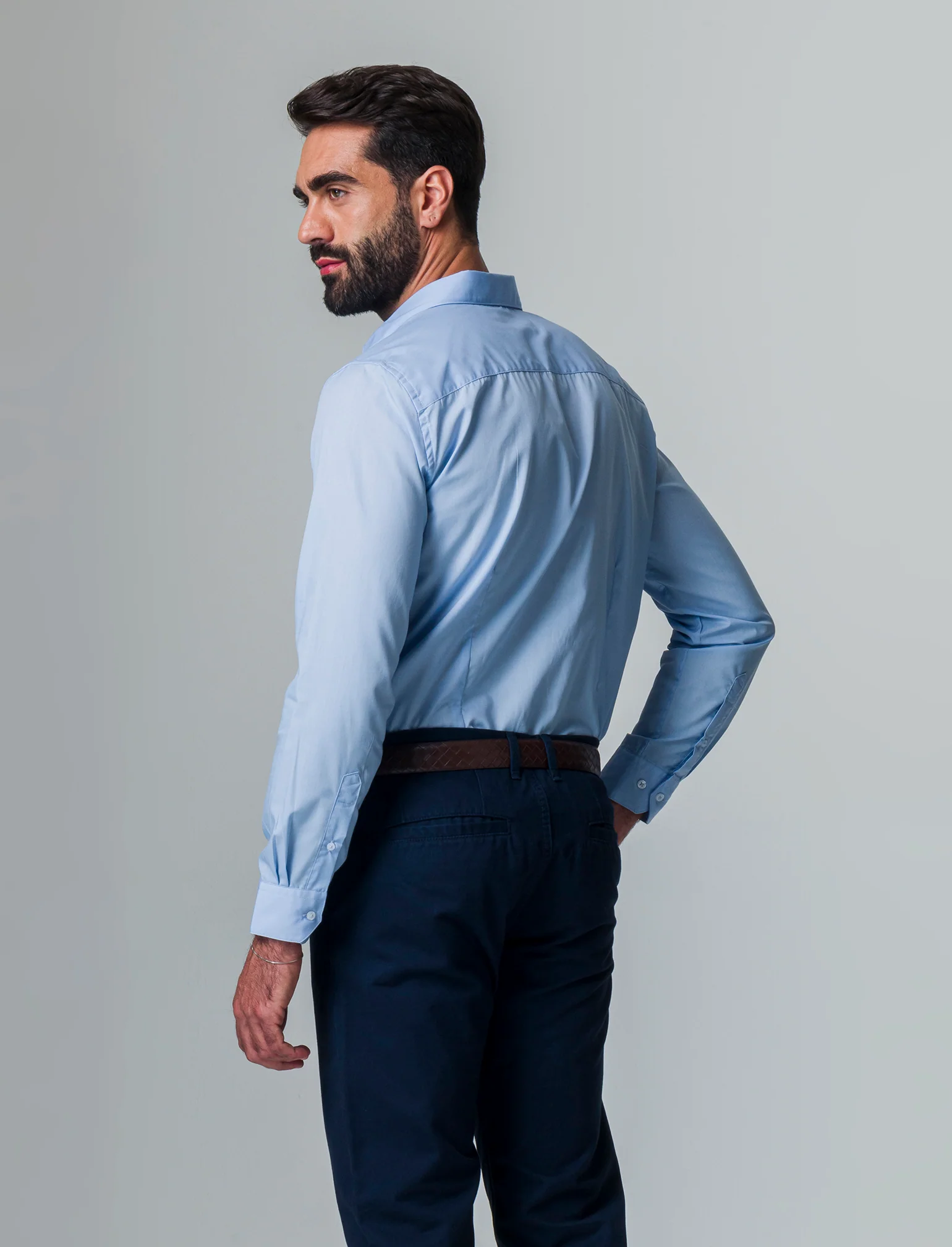 Camicia regular fit easy iron unita ed a fantasia da uomo - Celeste