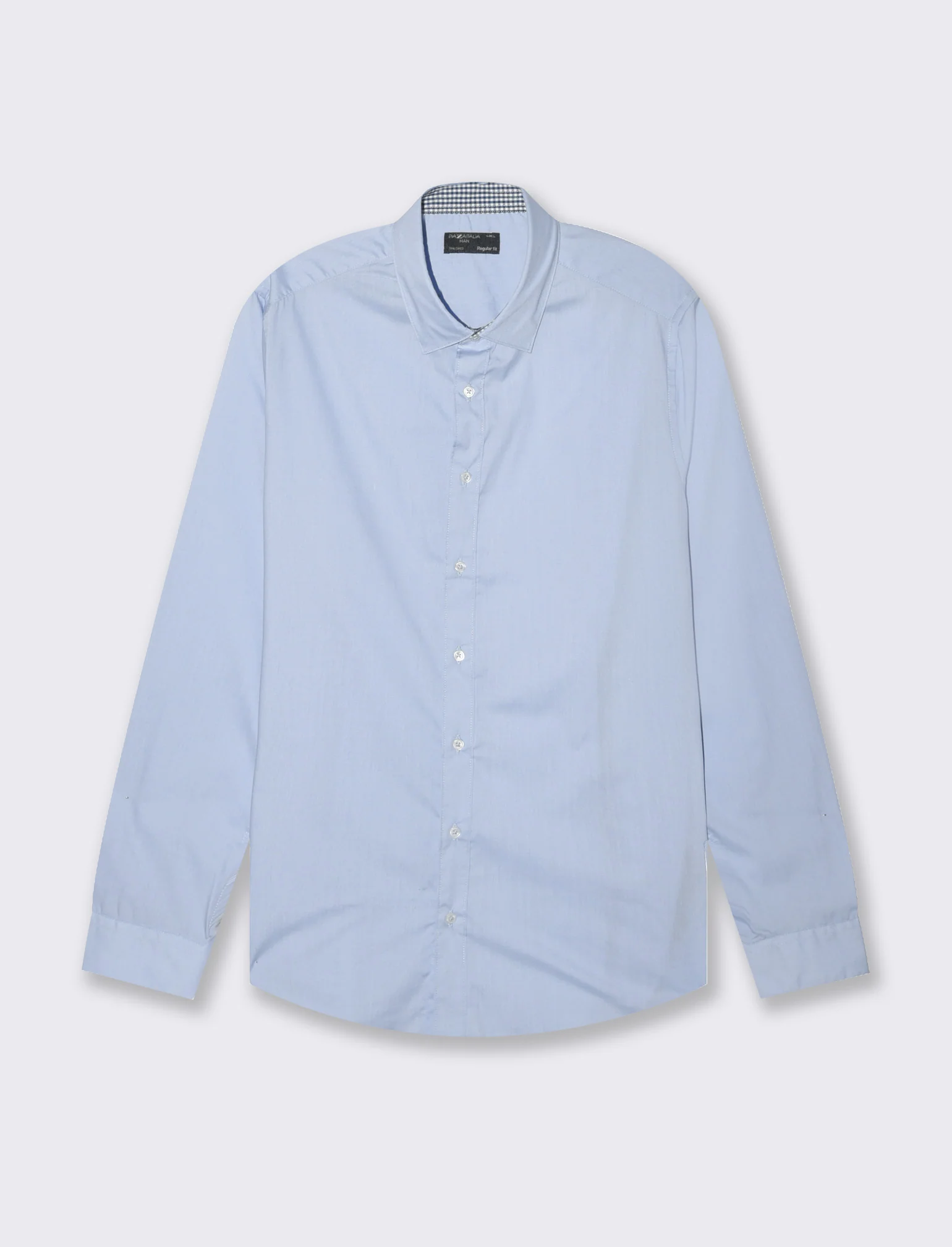 Camicia regular fit easy iron unita ed a fantasia da uomo - Celeste - Image 4