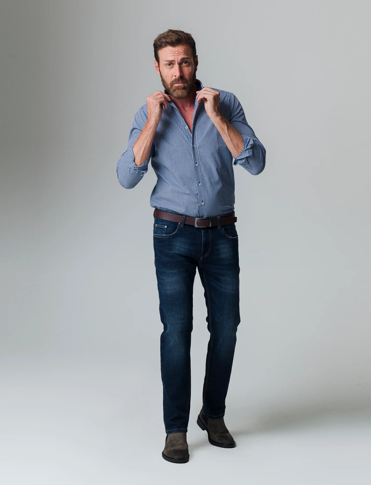 Camicia regular fit easy iron unita ed a fantasia da uomo - navy - Image 2