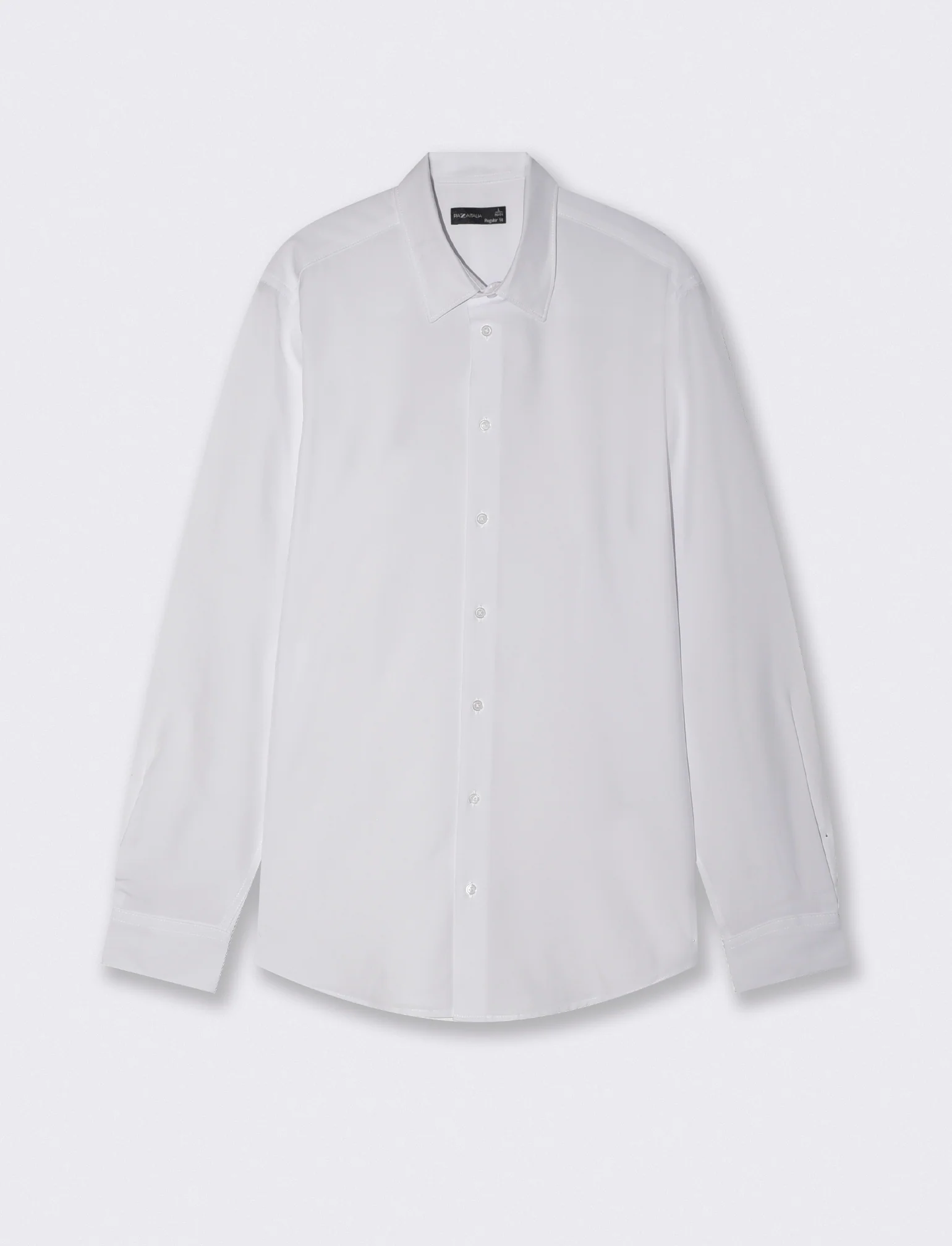 Camicia Regular Fit in Tessuto Tecnico - Bianco