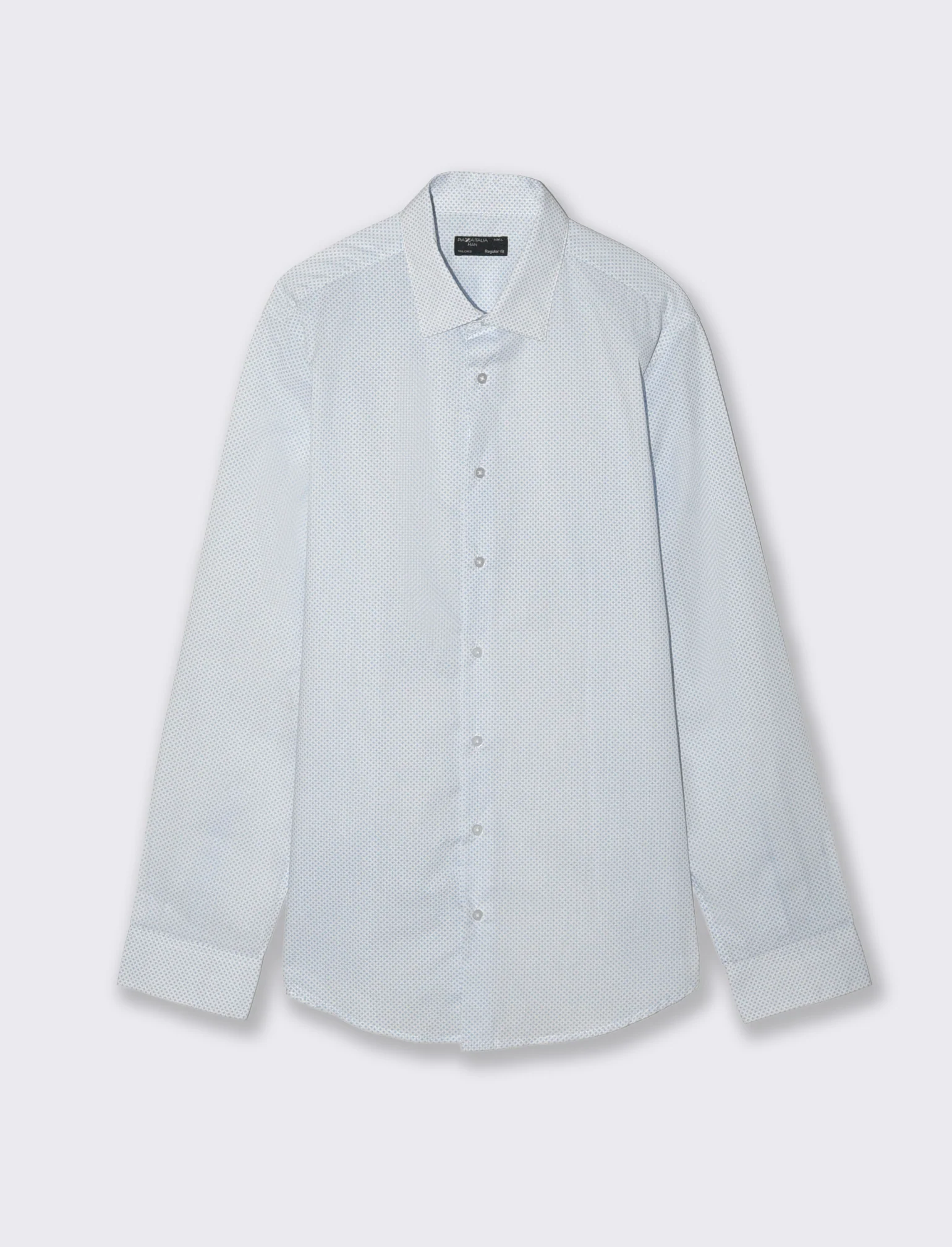 Camicia Regular Fit Micro Fantasia - Azzurro