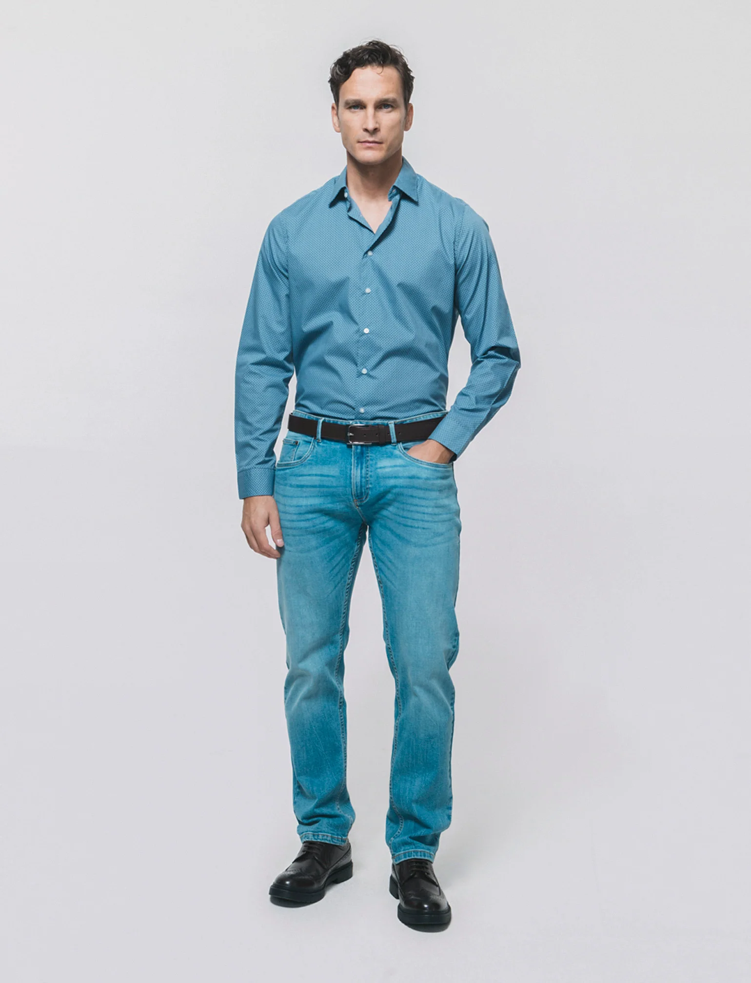 Camicia Regular Fit Micro Fantasia - CARTA DA ZUCCHERO - Image 4