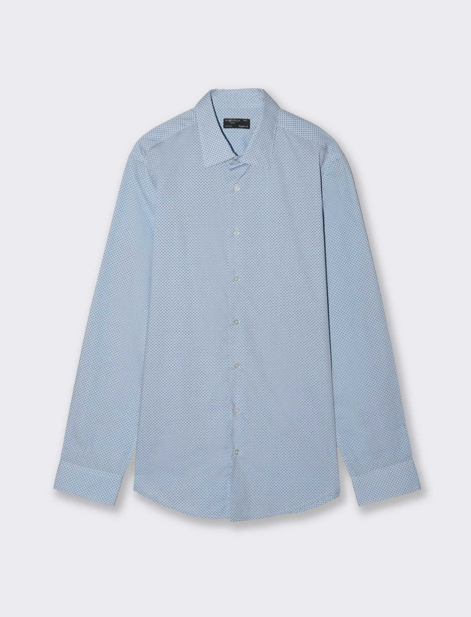 Camicia Regular Fit Micro Fantasia - Celeste