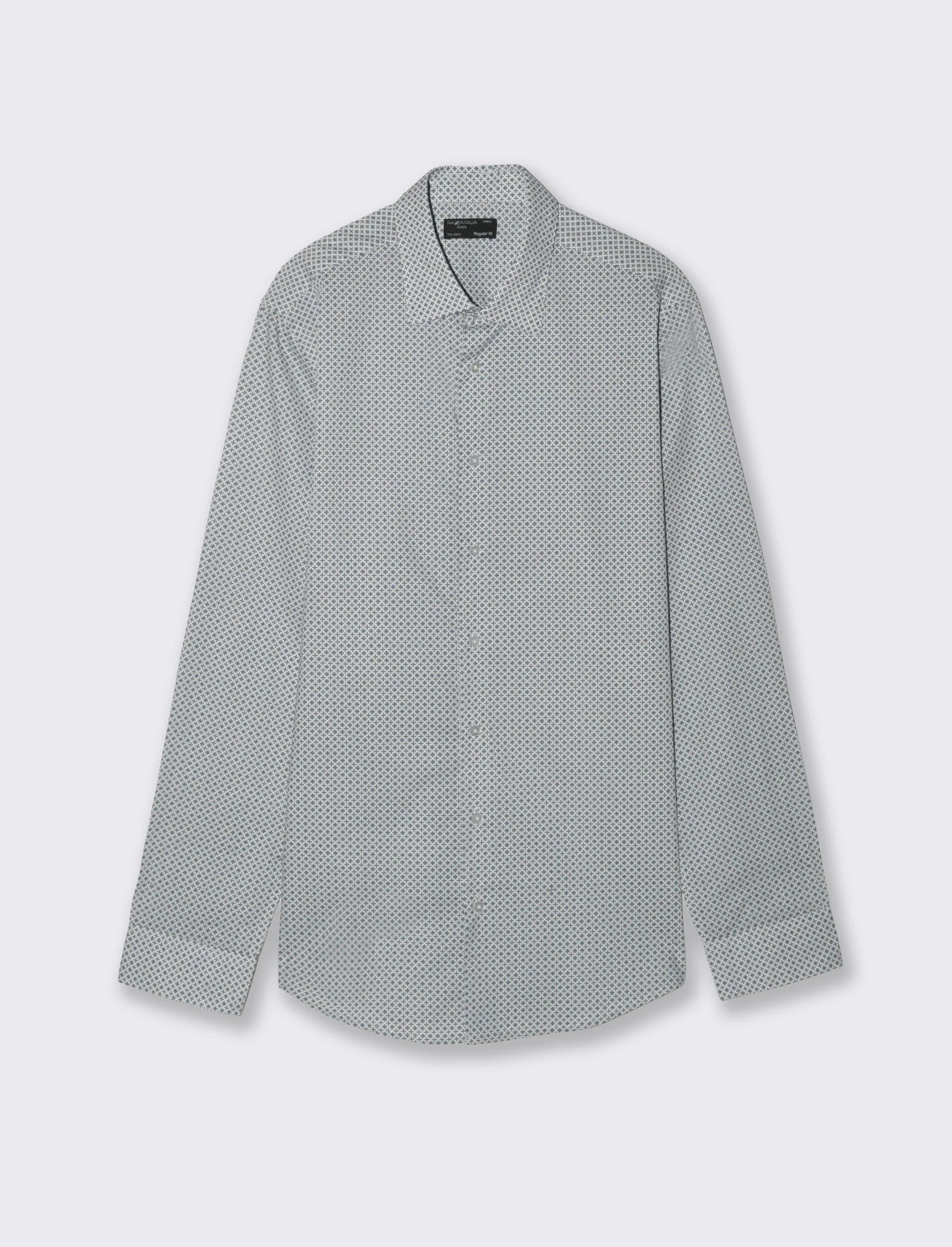 Camicia Regular Fit Micro Fantasia - Grigio ghiaccio