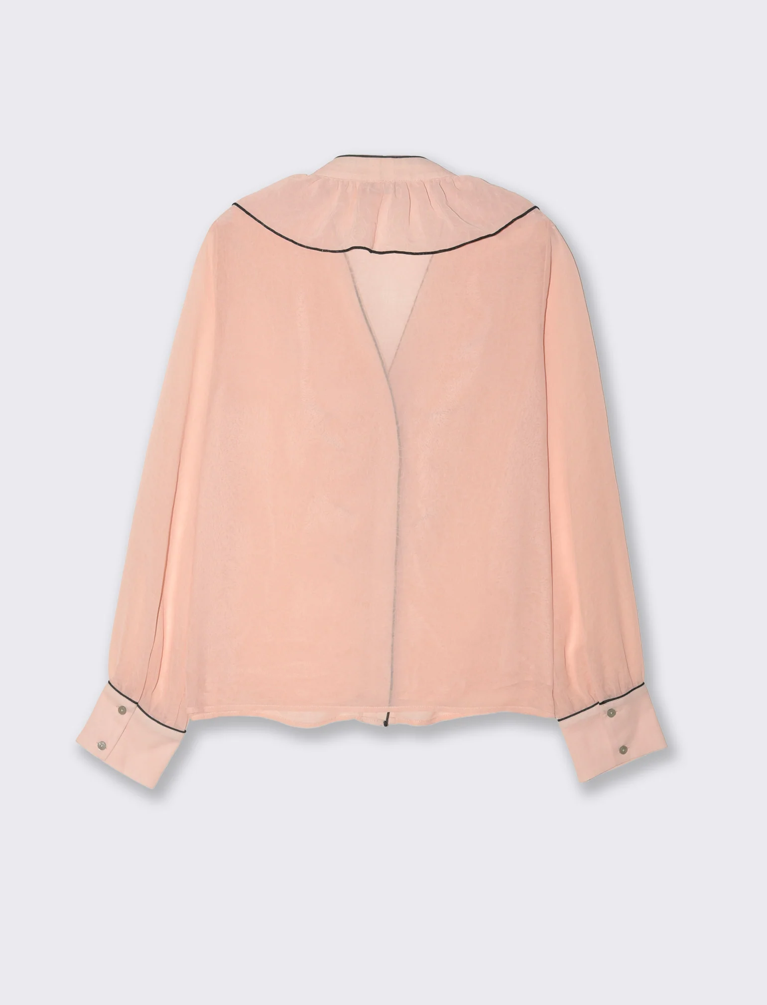 Camicia scollo a v e rusche da donna - Beige carne - Image 2