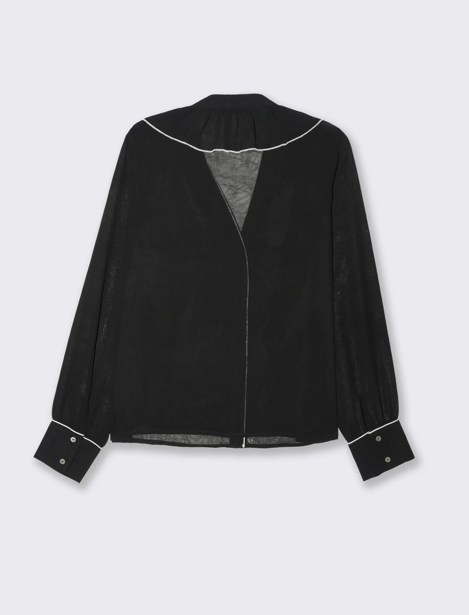 Camicia scollo a v e rusche da donna - Nero - Image 2