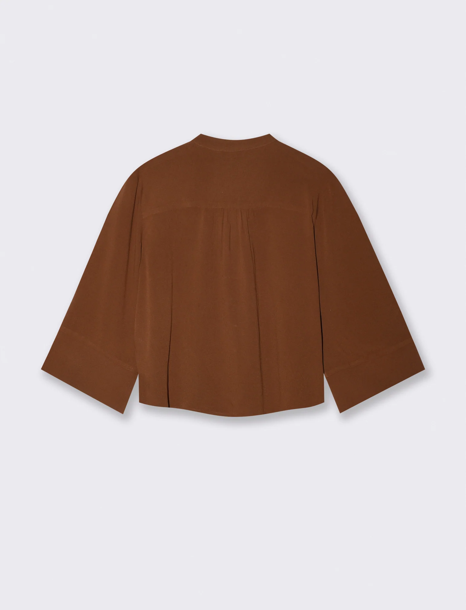 CAMICIA SCOLLO A V - Marrone tabacco - Image 2