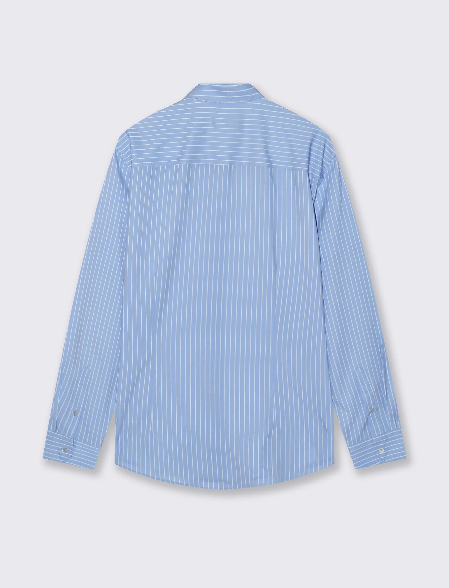 Camicia slim fit a righe in tessuto tecnico - Azzurro - Image 2