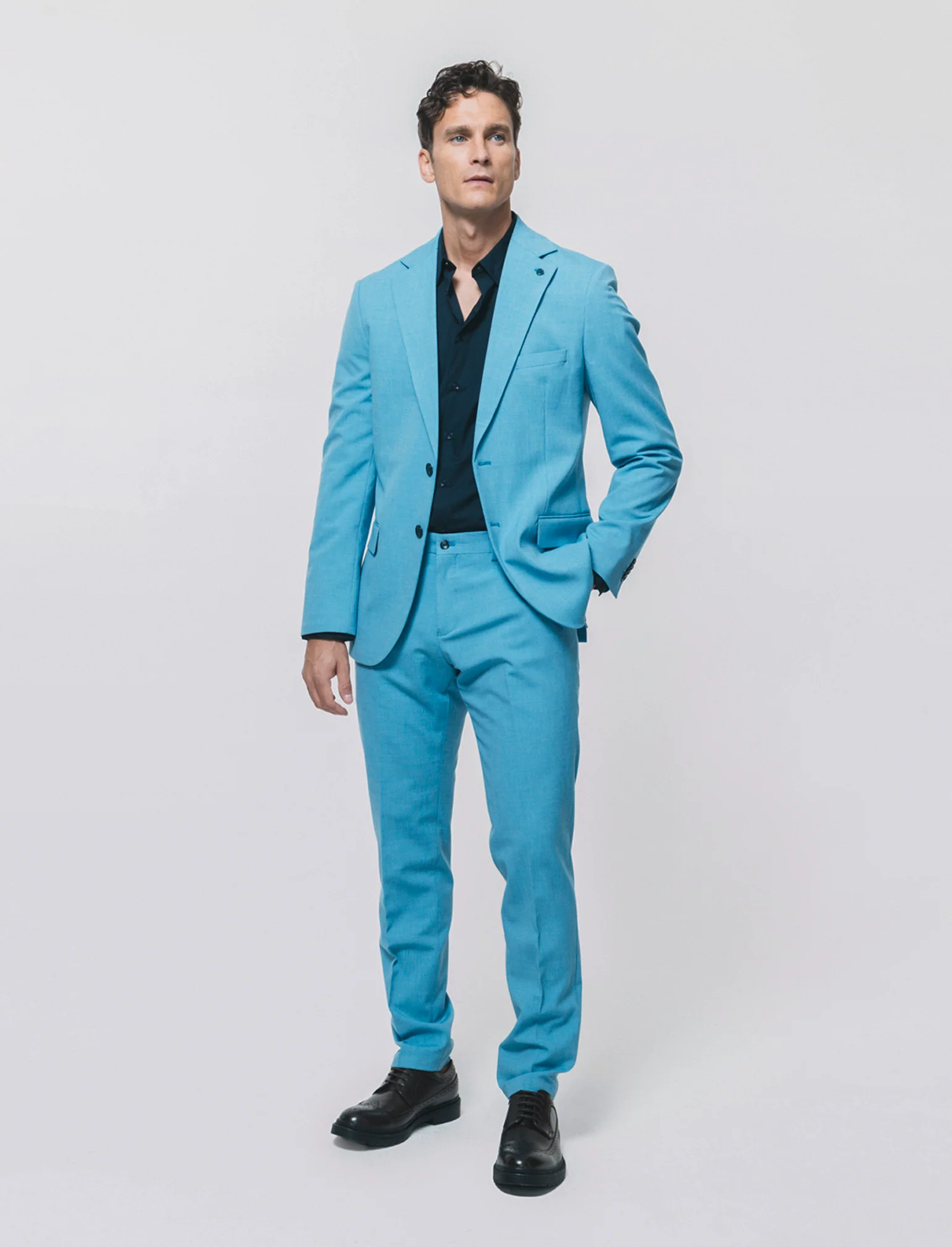 Camicia Slim Fit Easy Iron in Cotone - Blu - Image 2