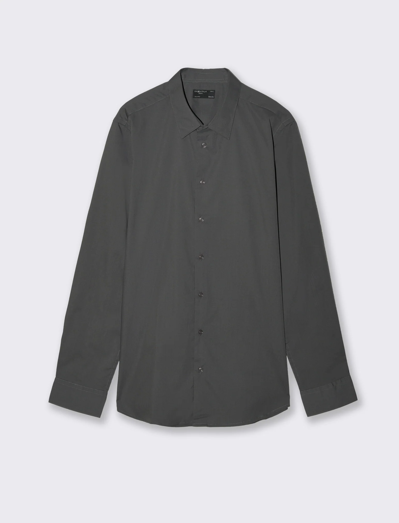 Camicia Slim Fit Easy Iron in Cotone - Grigio piombo