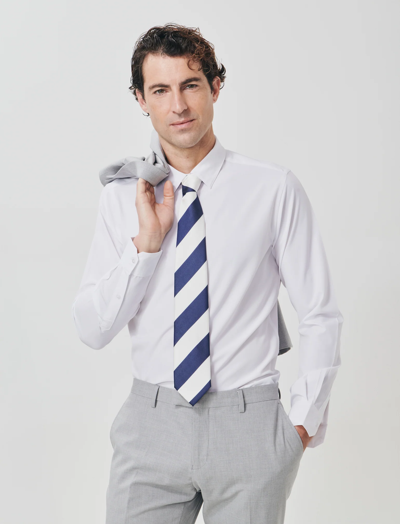Camicia Slim Fit in Tessuto Tecnico - Bianco - Image 2