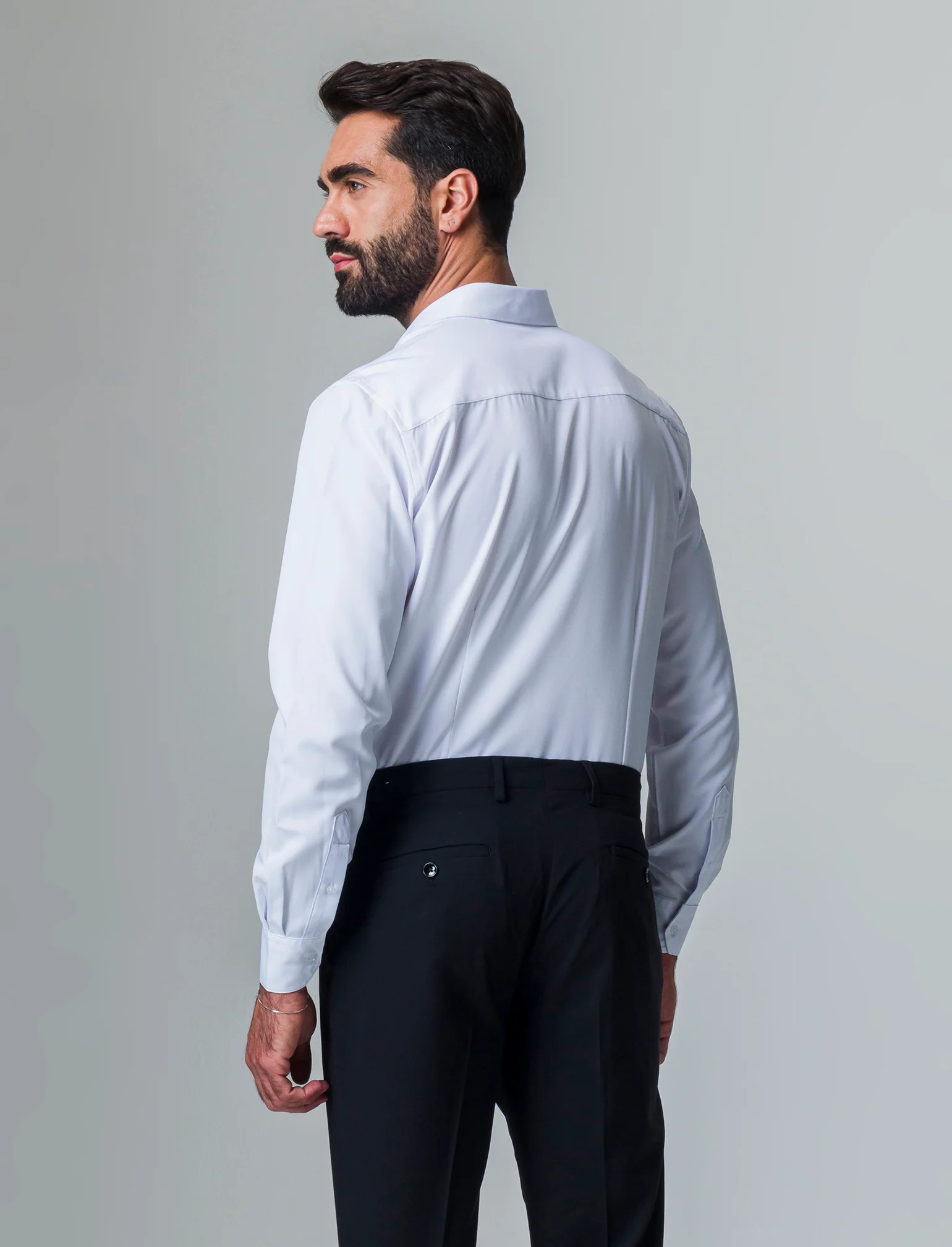 Camicia slim fit tessuto tecnico da uomo - Bianco - Image 2