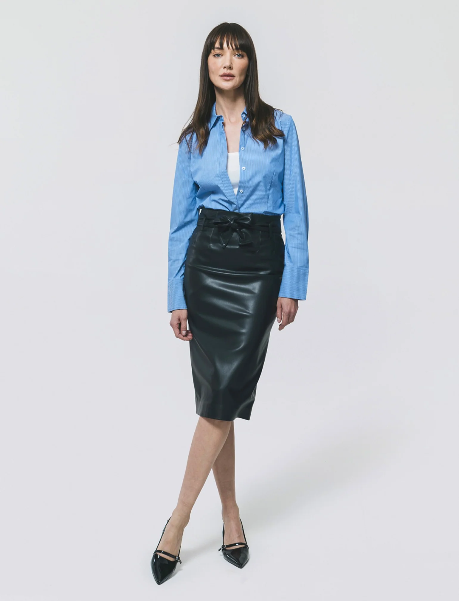 Camicia Slim in Tela Elastica - Celeste - Image 4