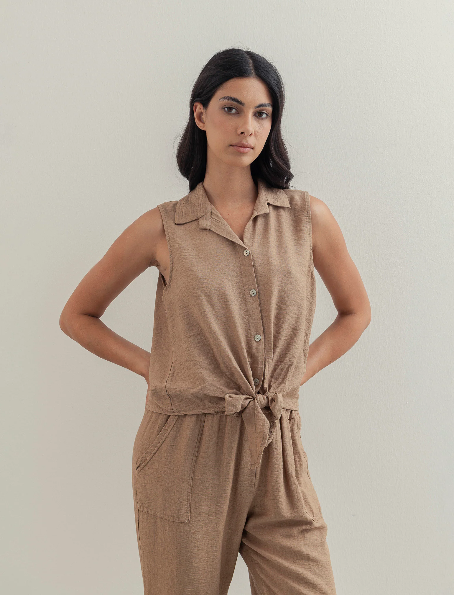 Camicia smanicata - Cammello