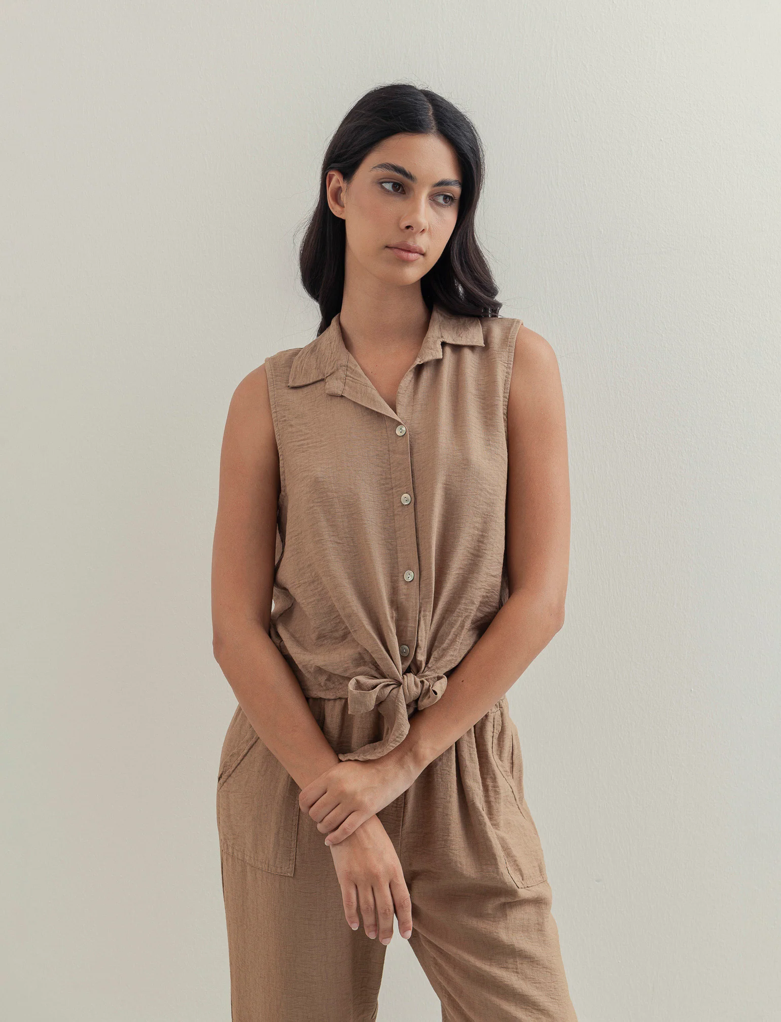 Camicia smanicata - Cammello - Image 2
