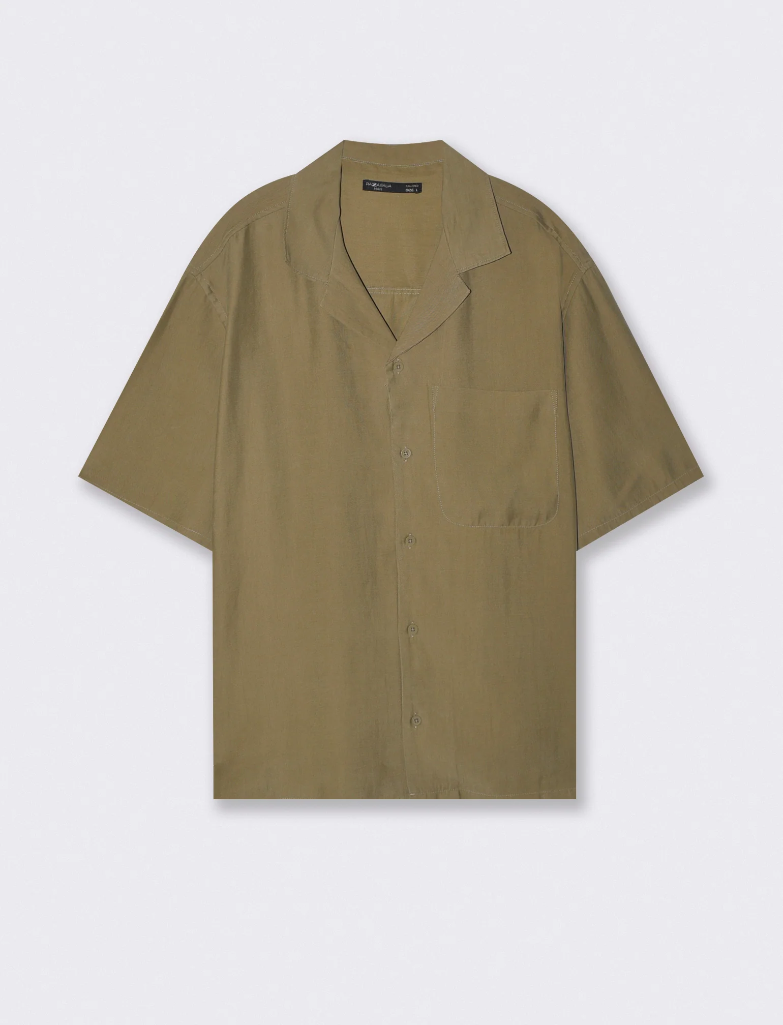 Camicia soft fit in misto lyocell - Verde kaki - Image 2