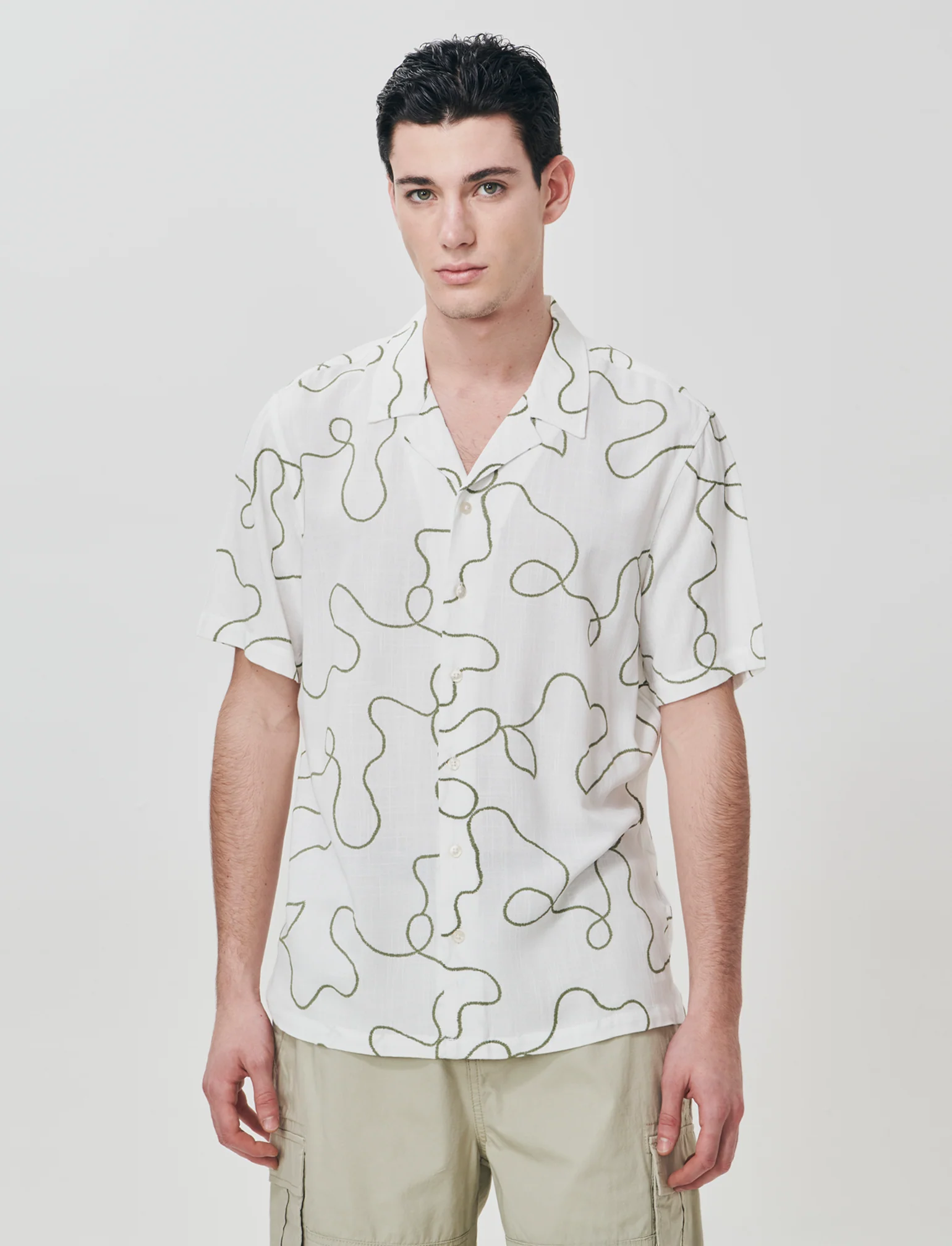 Camicia viscosa con stampa puff 3D - Bianco - Image 2