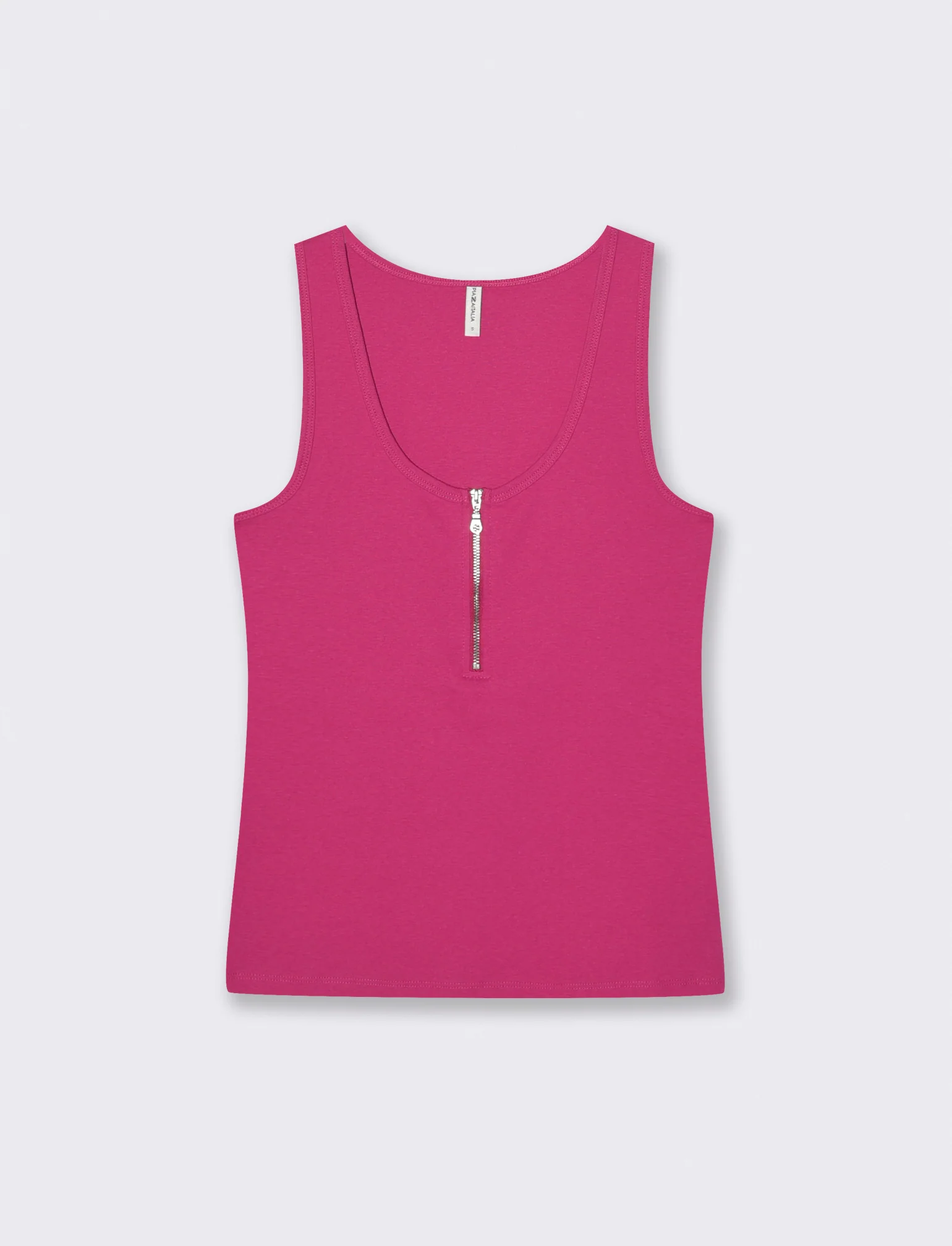 Canotta a coste con zip - Fuxia