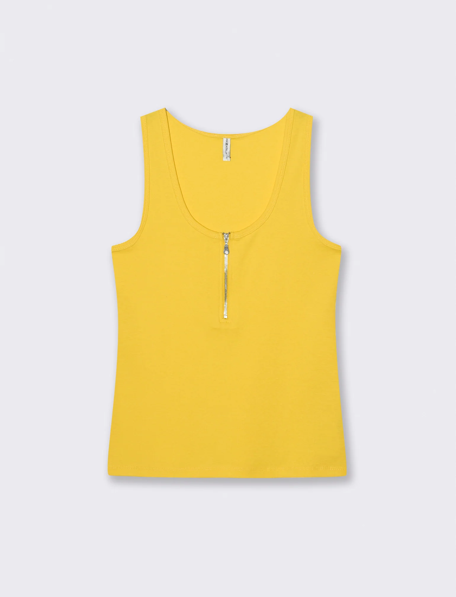 Canotta a coste con zip - Giallo limone