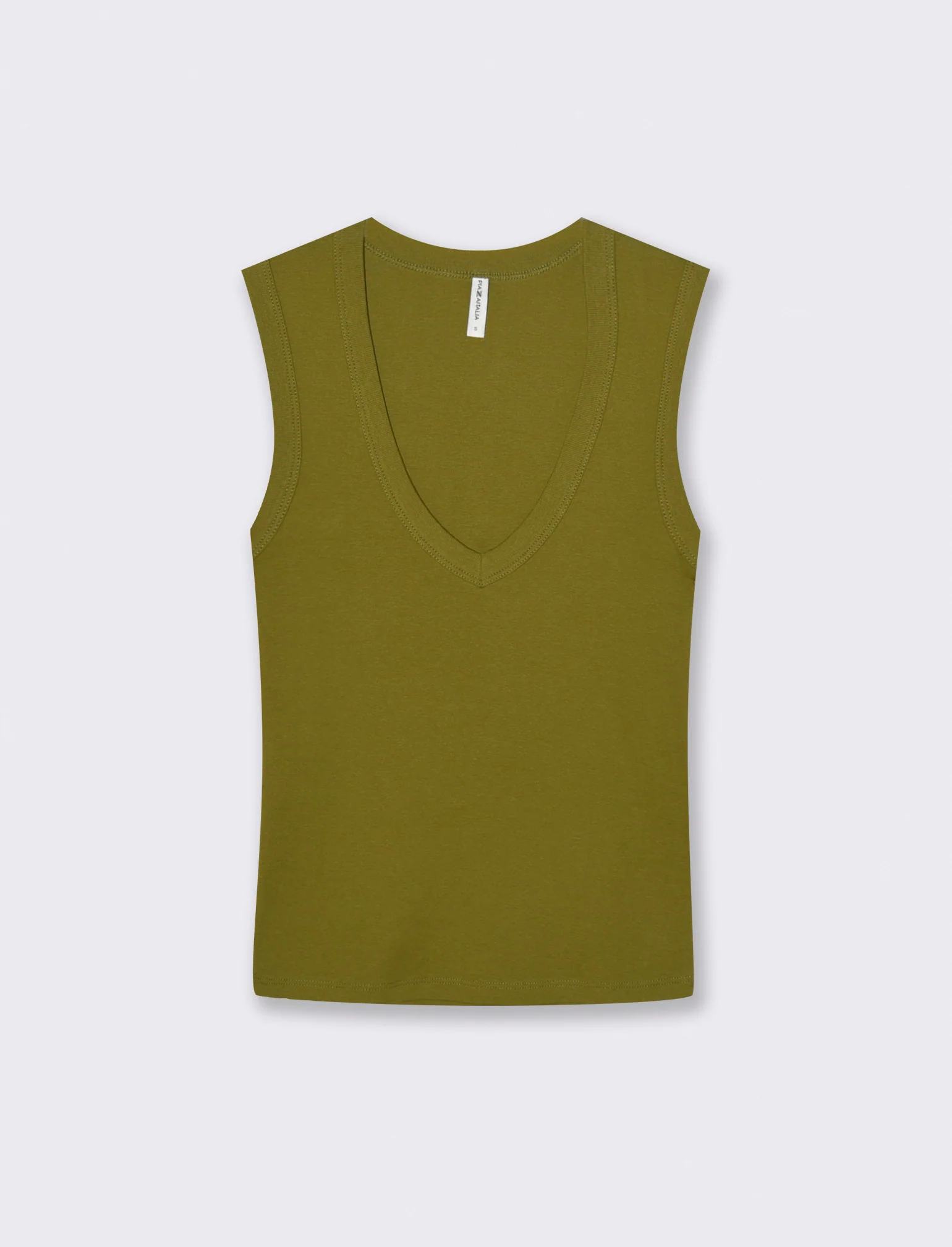 Canotta Basic in Cotone con Scollo V - Verde abete