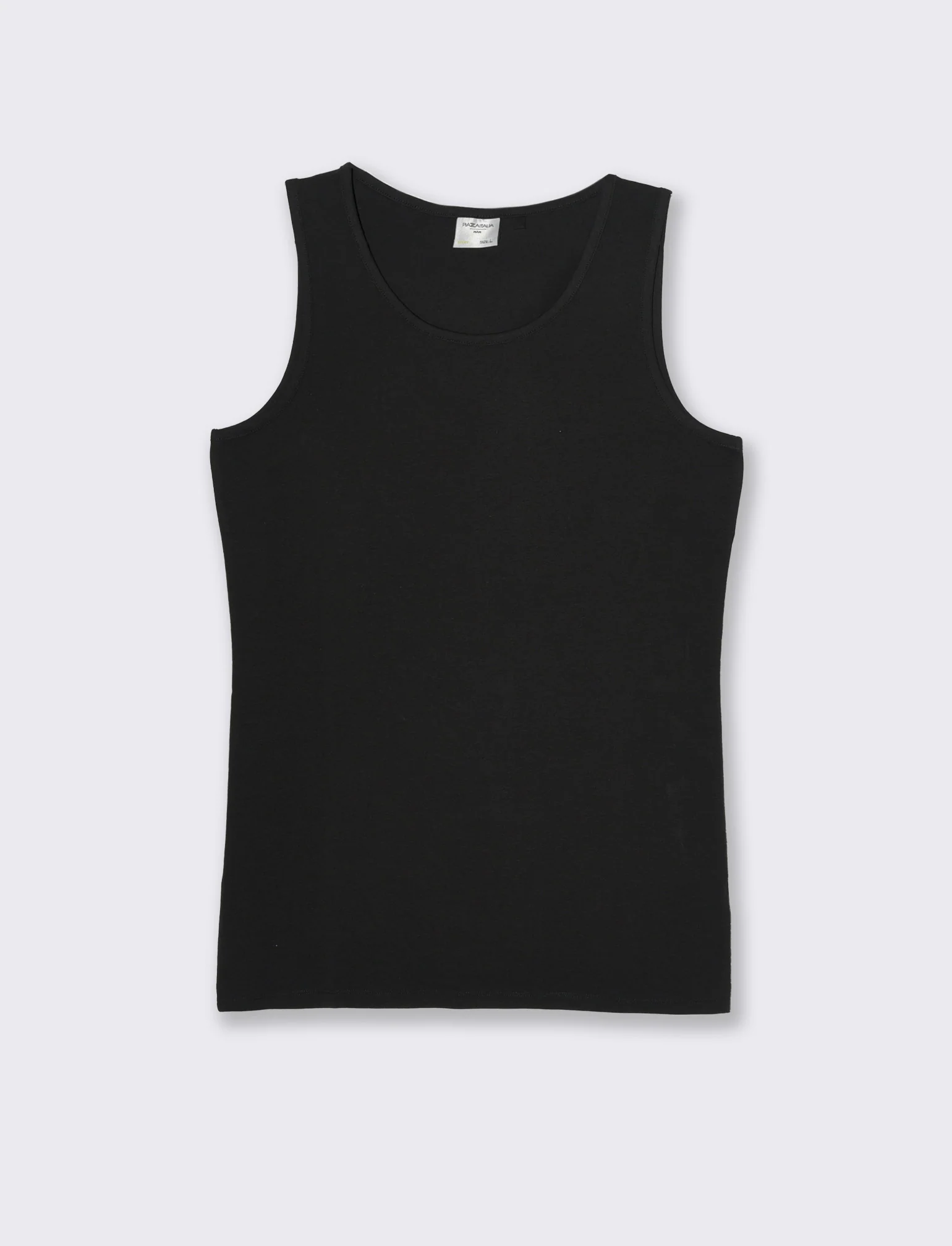 Canotta basic in cotone elasticizzato da uomo - Nero - Image 4