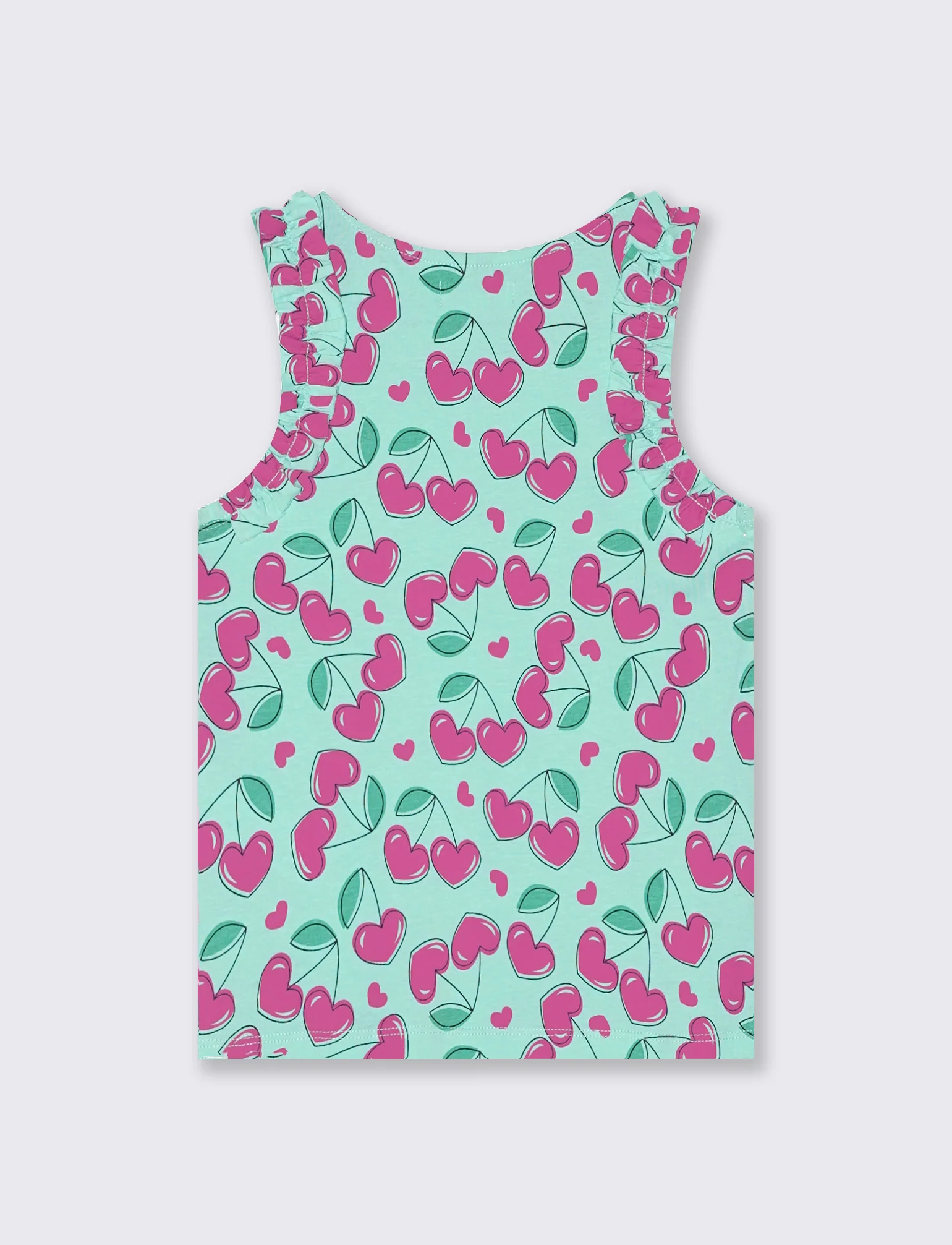 Canotta fantasia con rouches trendy - Verde acqua - Image 2