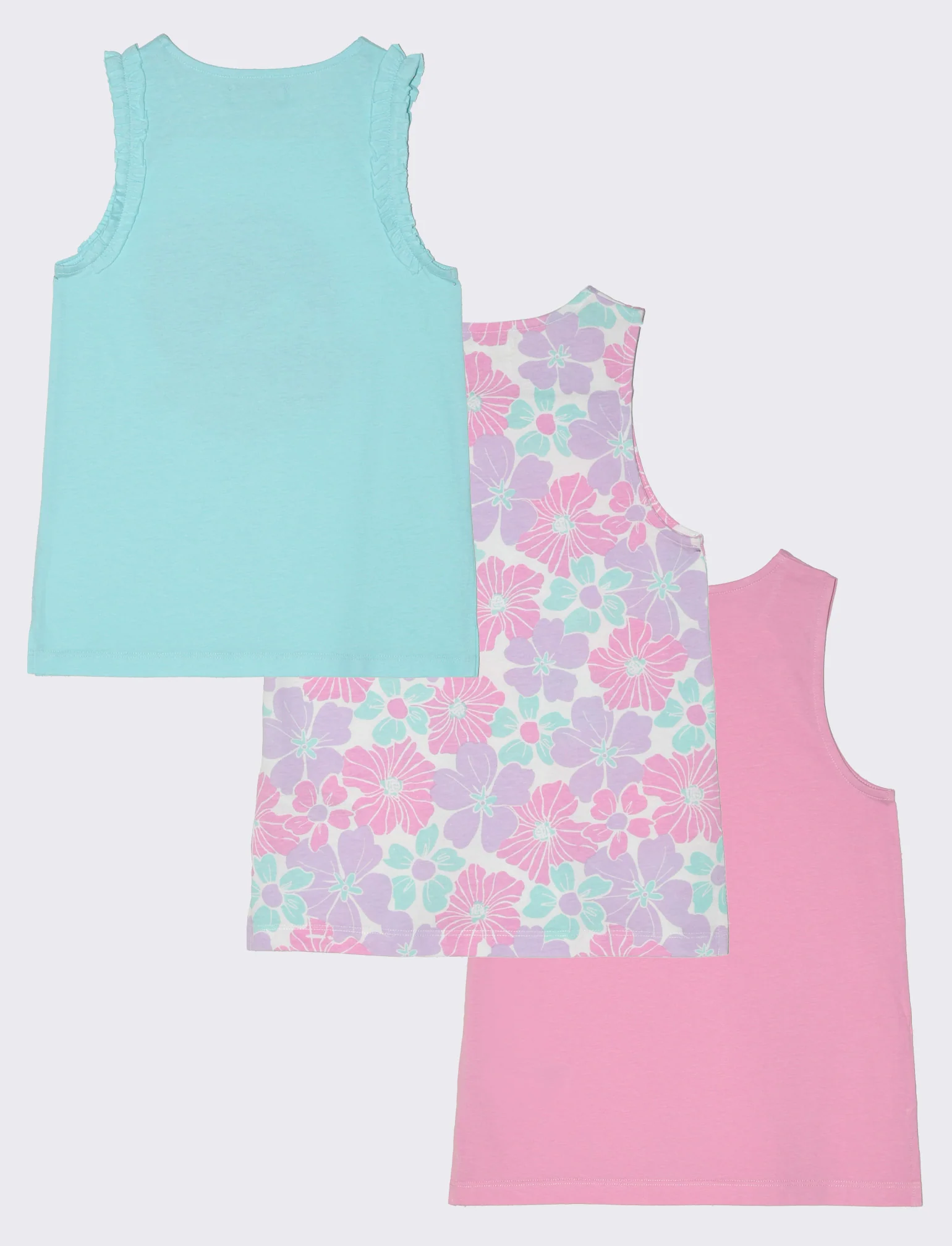 Canotta in cotone 3 pack da bambina - Verde acqua - Image 2